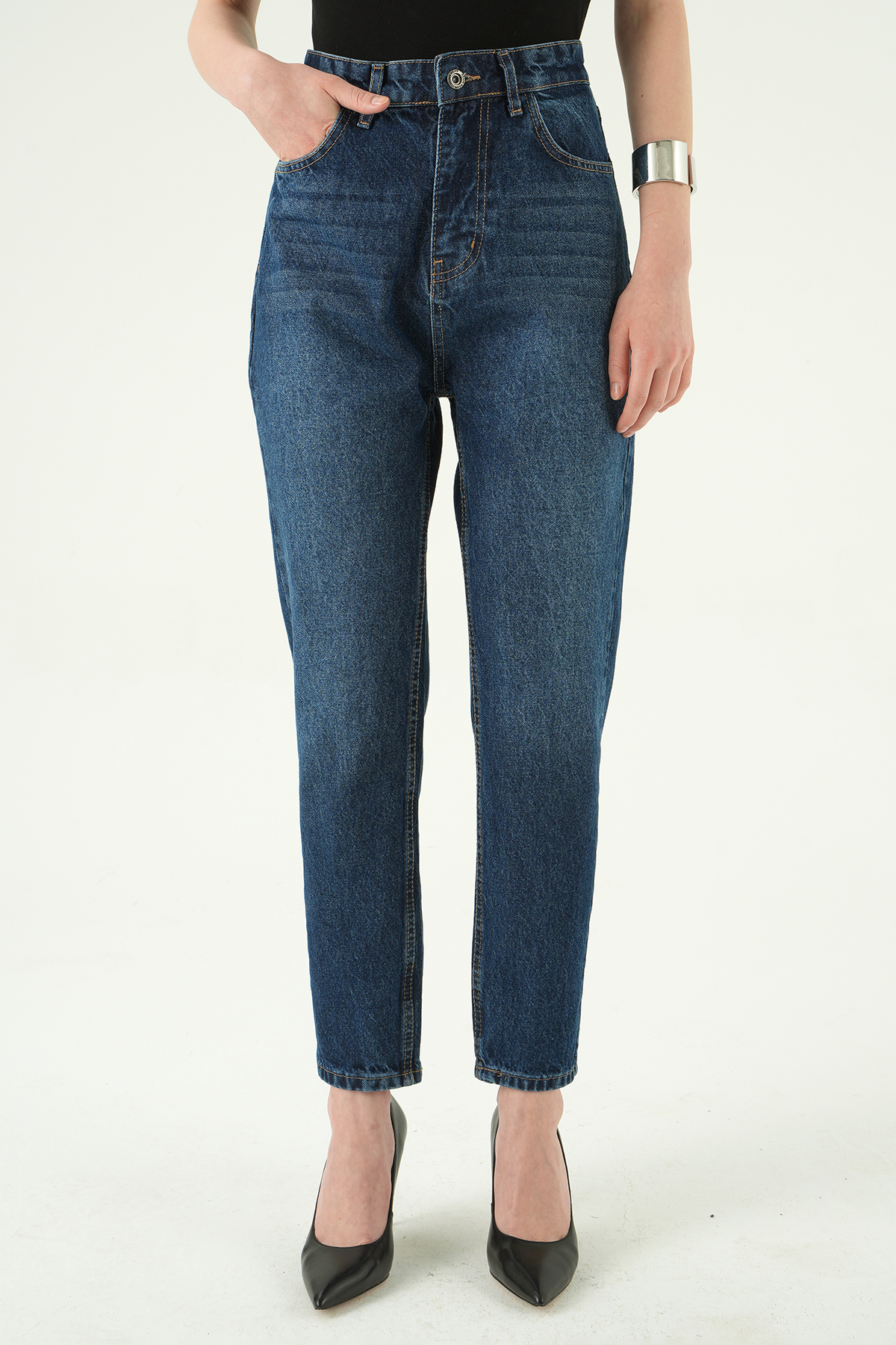 Ara Mavi Yüksek Bel Mom Jean 1063 - 3