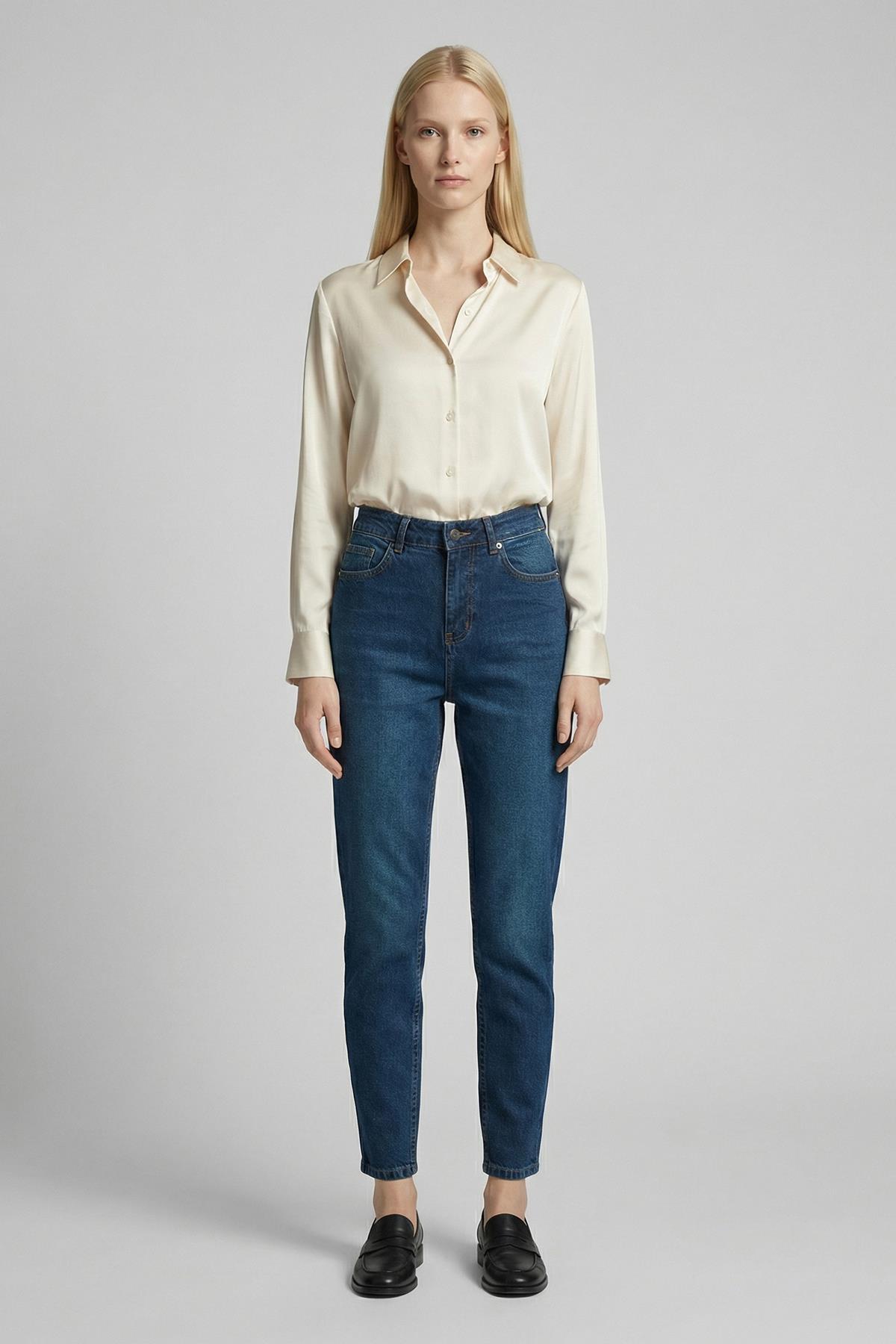 1063 Yüksek Bel Mom Jean Tint Yeşil - RAYS