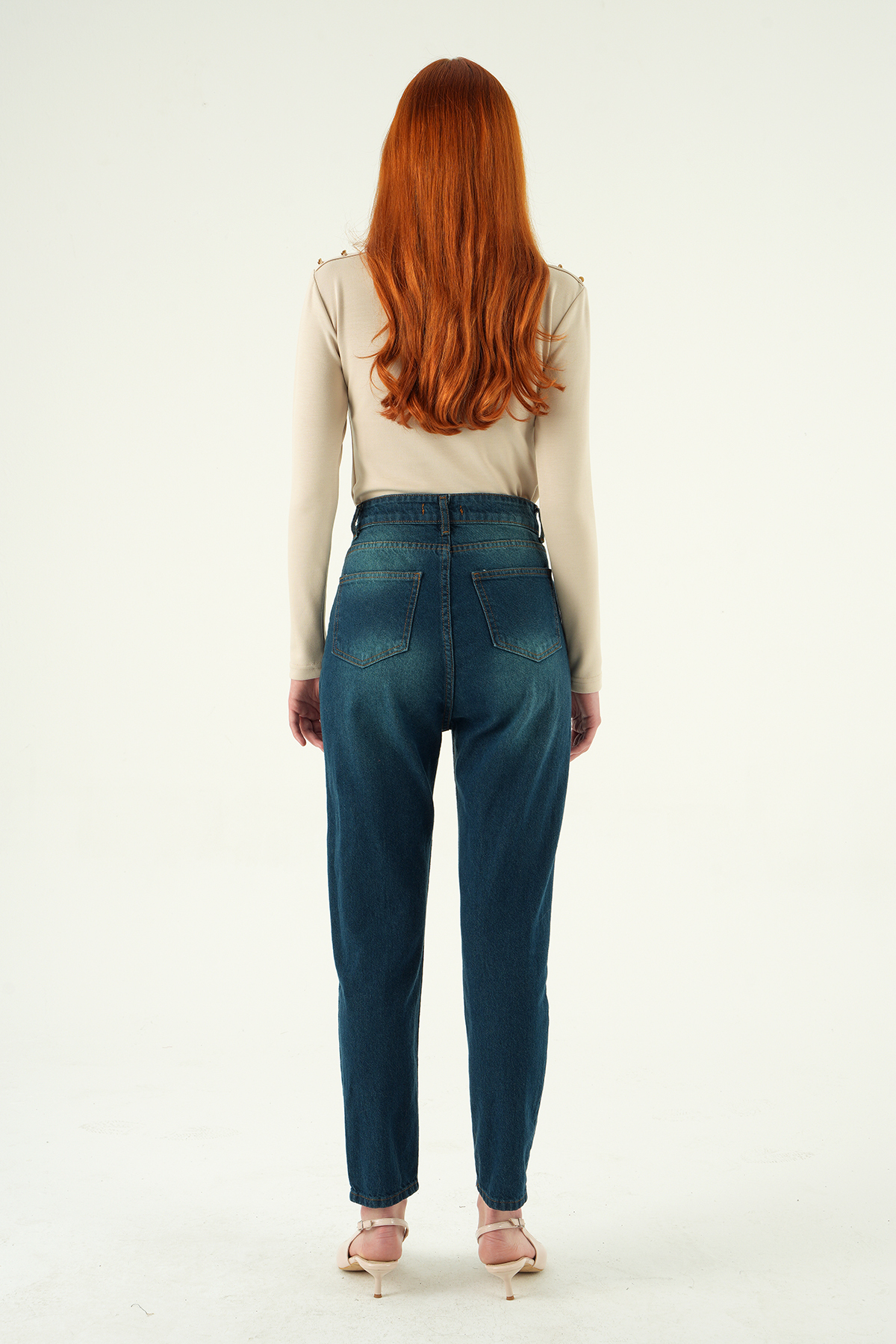 1063 Yüksek Bel Mom Jean Tint Yeşil - 5