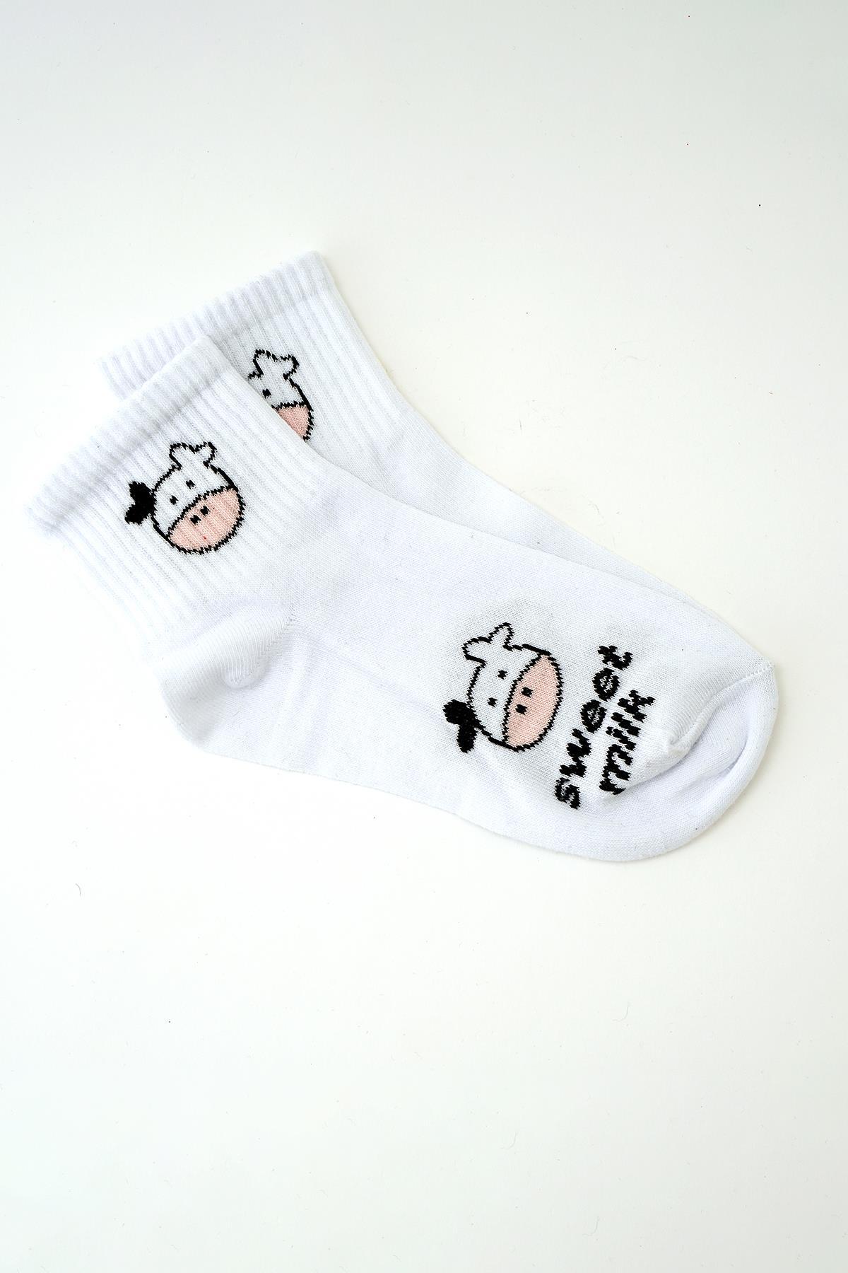 1066 3'lü Soket Çorap Siyah-Beyaz-Gri - 2