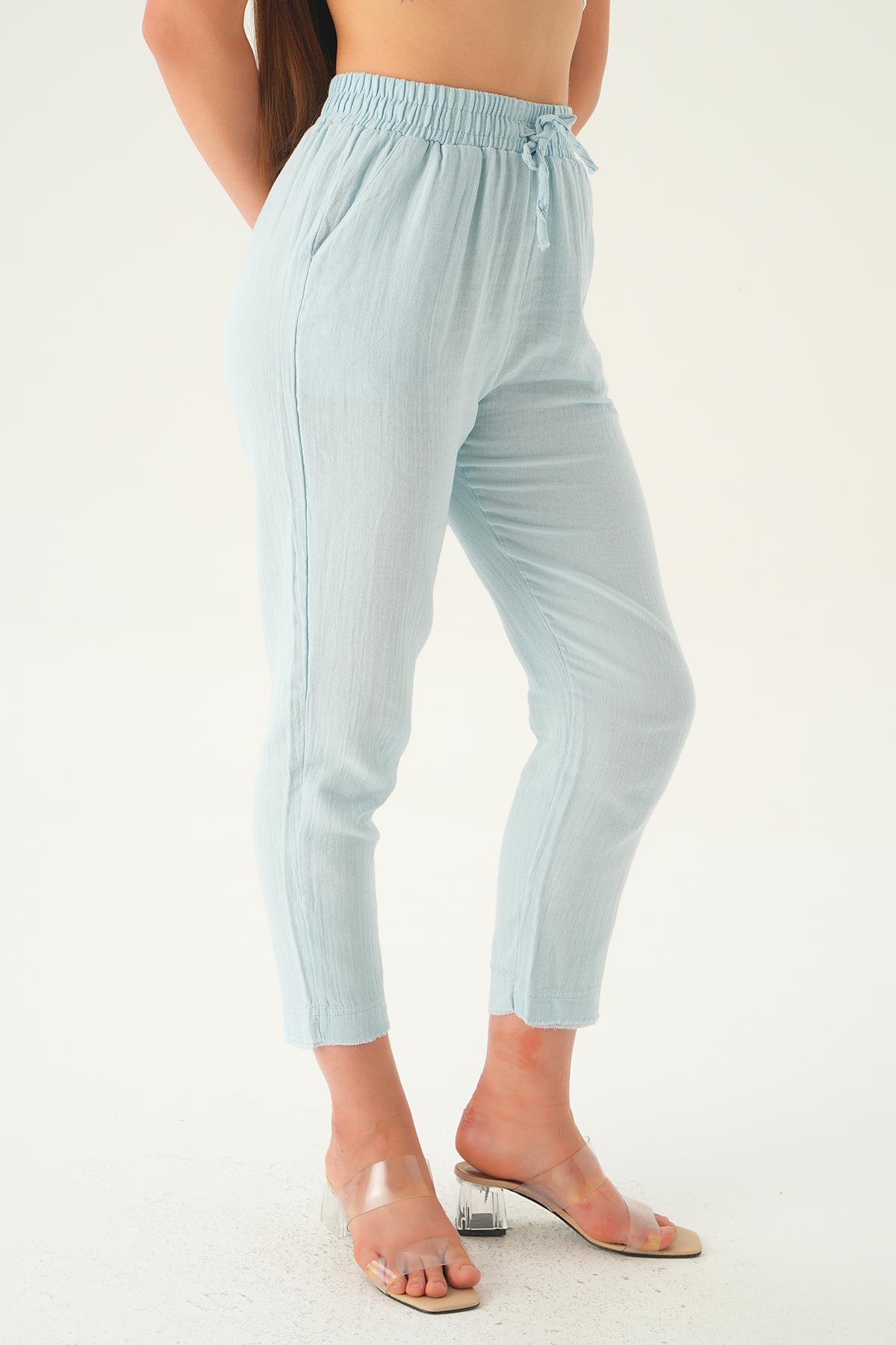 Bebe Mavi Bağcıklı Cepli Pantolon 1067 - 3