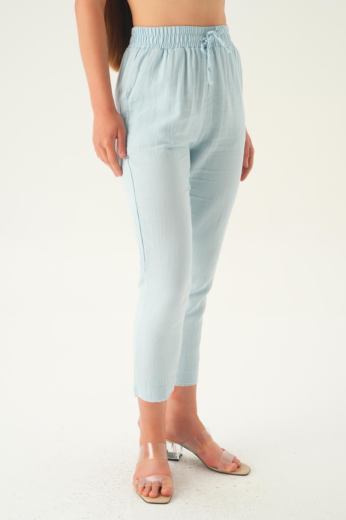 Bebe Mavi Bağcıklı Cepli Pantolon 1067 - 4