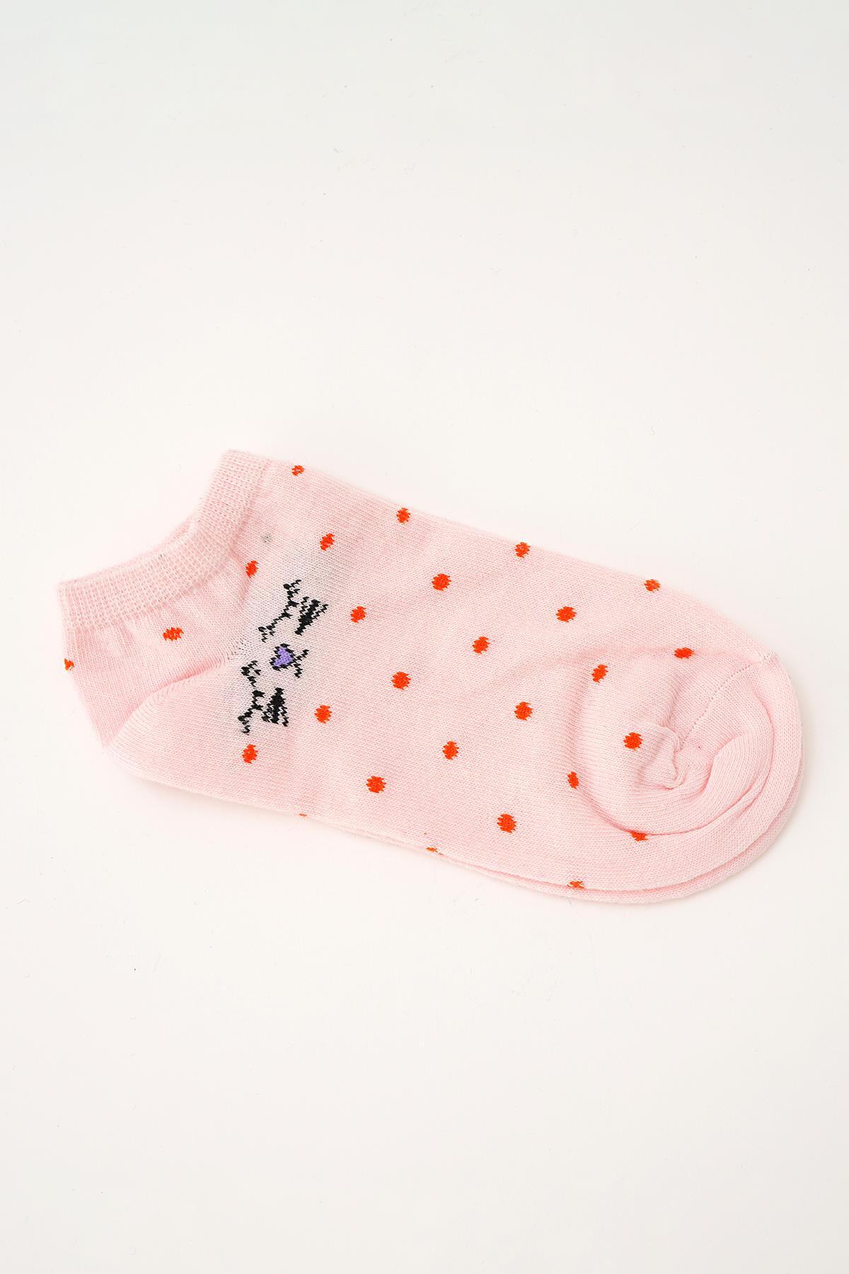 Renkli Nokta Desen 3'lü Patik Çorap 1069 - 3