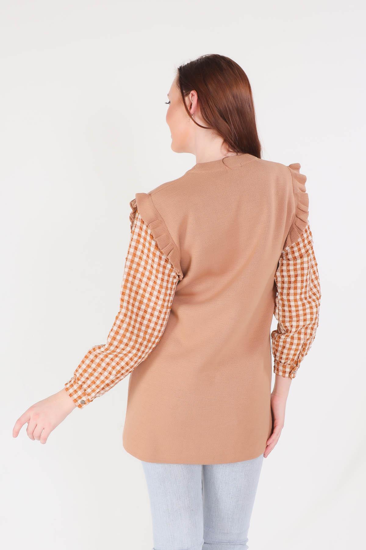 Kahve Kol Gömlek Detaylı Tunik 1070 - 2