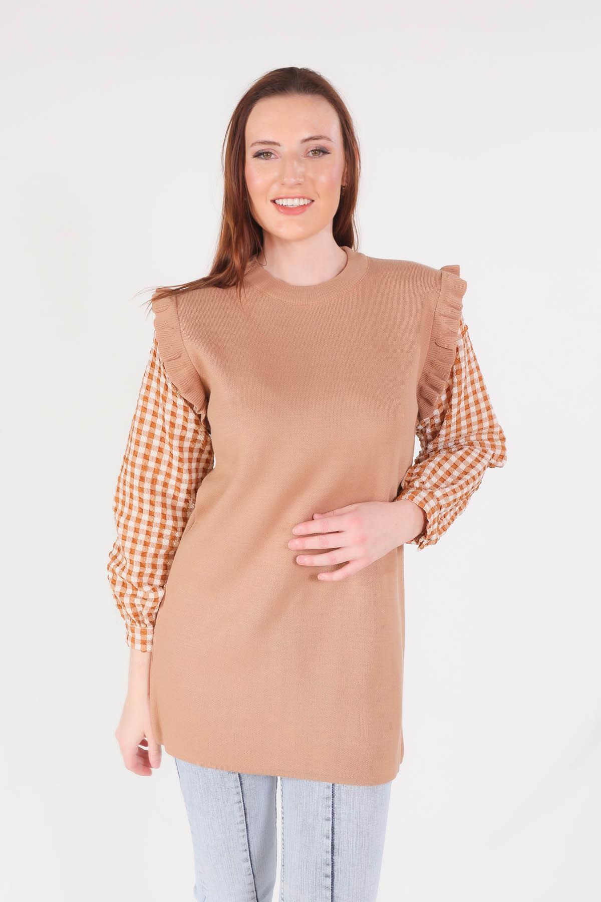 Kahve Kol Gömlek Detaylı Tunik 1070 - 4