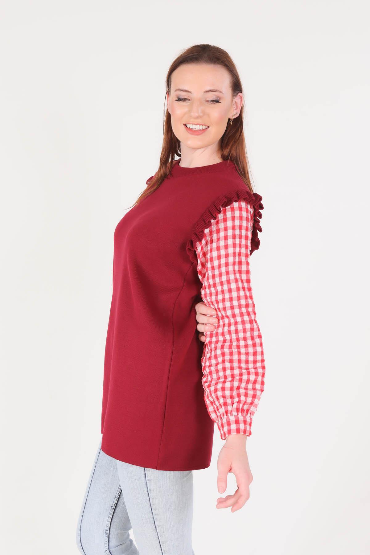 Kırmızı Kol Gömlek Detaylı Tunik 1070 - 2