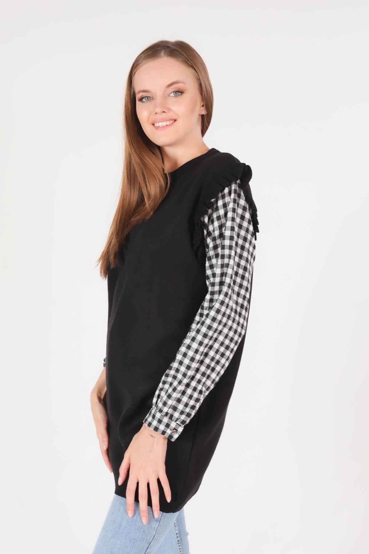 Siyah Kol Gömlek Detaylı Tunik 1070 - 1
