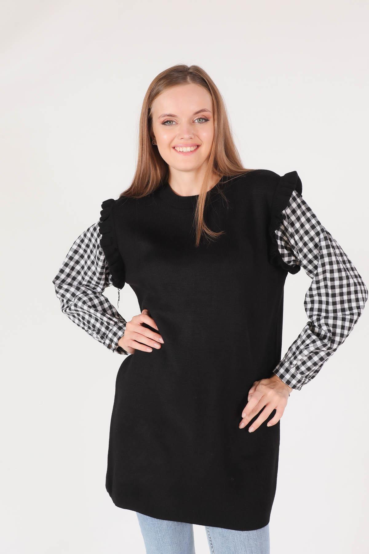 Siyah Kol Gömlek Detaylı Tunik 1070 - 3