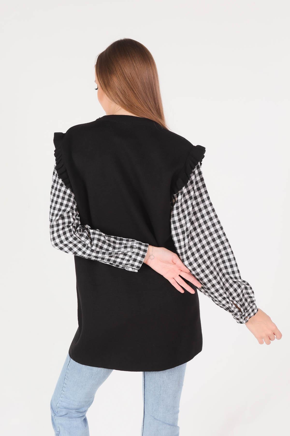 Siyah Kol Gömlek Detaylı Tunik 1070 - 5