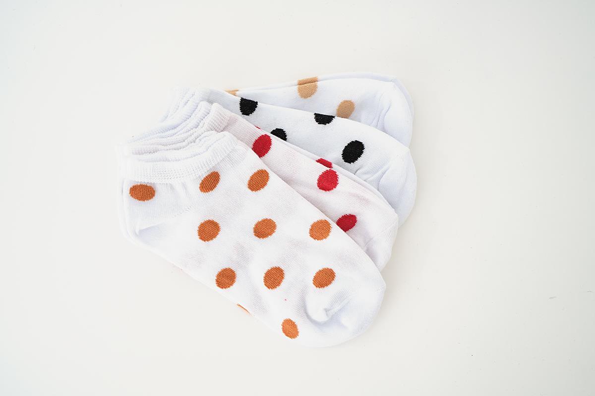 Renkli Puantiye Desen 4'lü Patik Çorap 1070 - 1