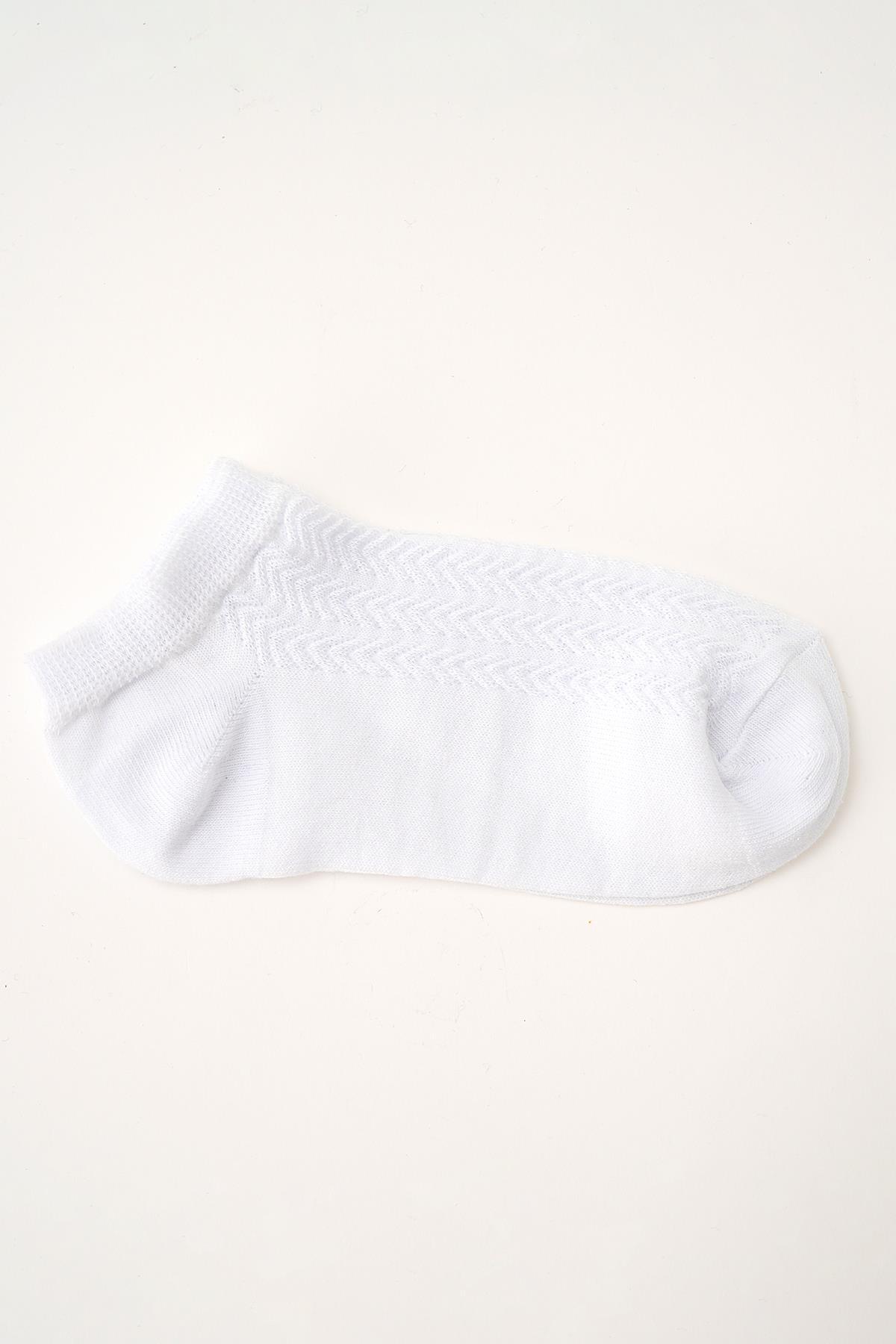 Renkli Kabartma Desen 4'lü Patik Çorap 1071 - 4