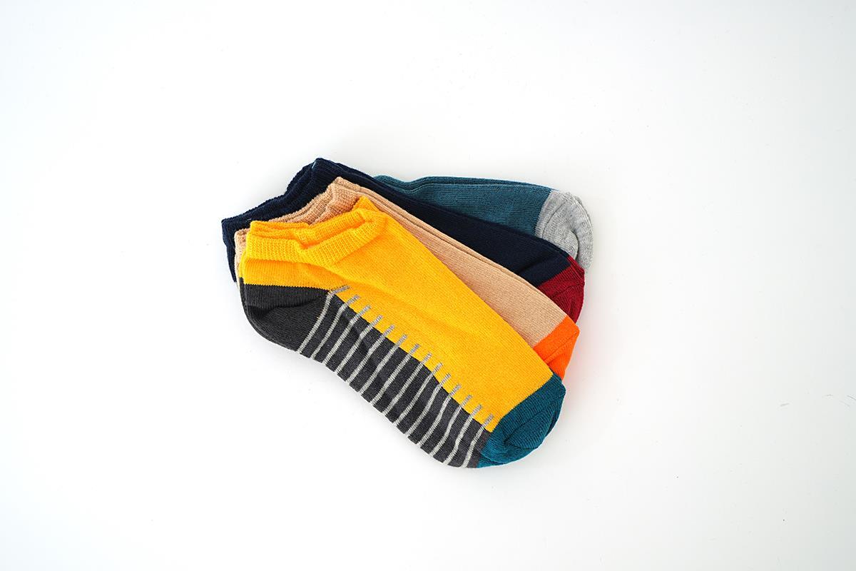 1074 Blok Renk 4'lü Patik Çorap Renkli 