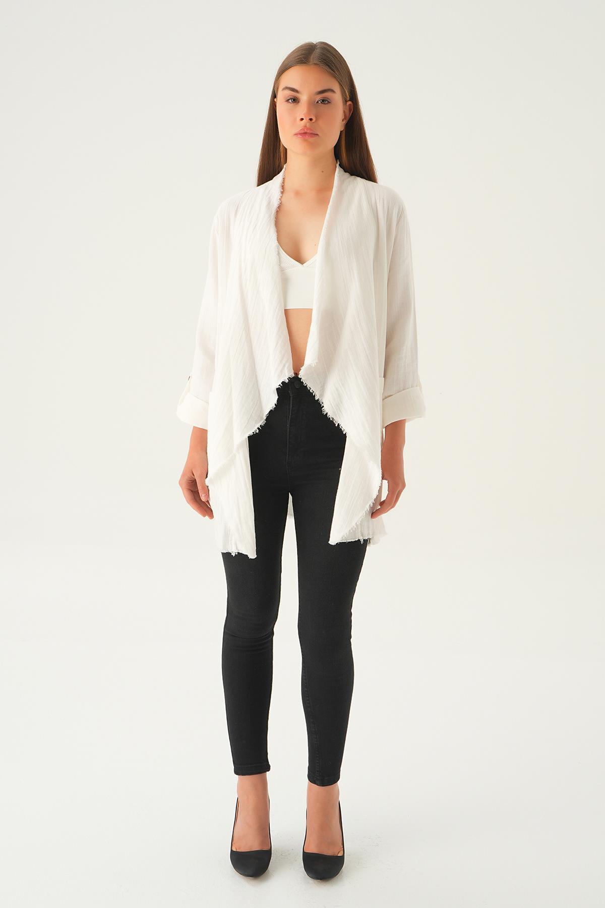 1076 Salaş Kimono Beyaz 