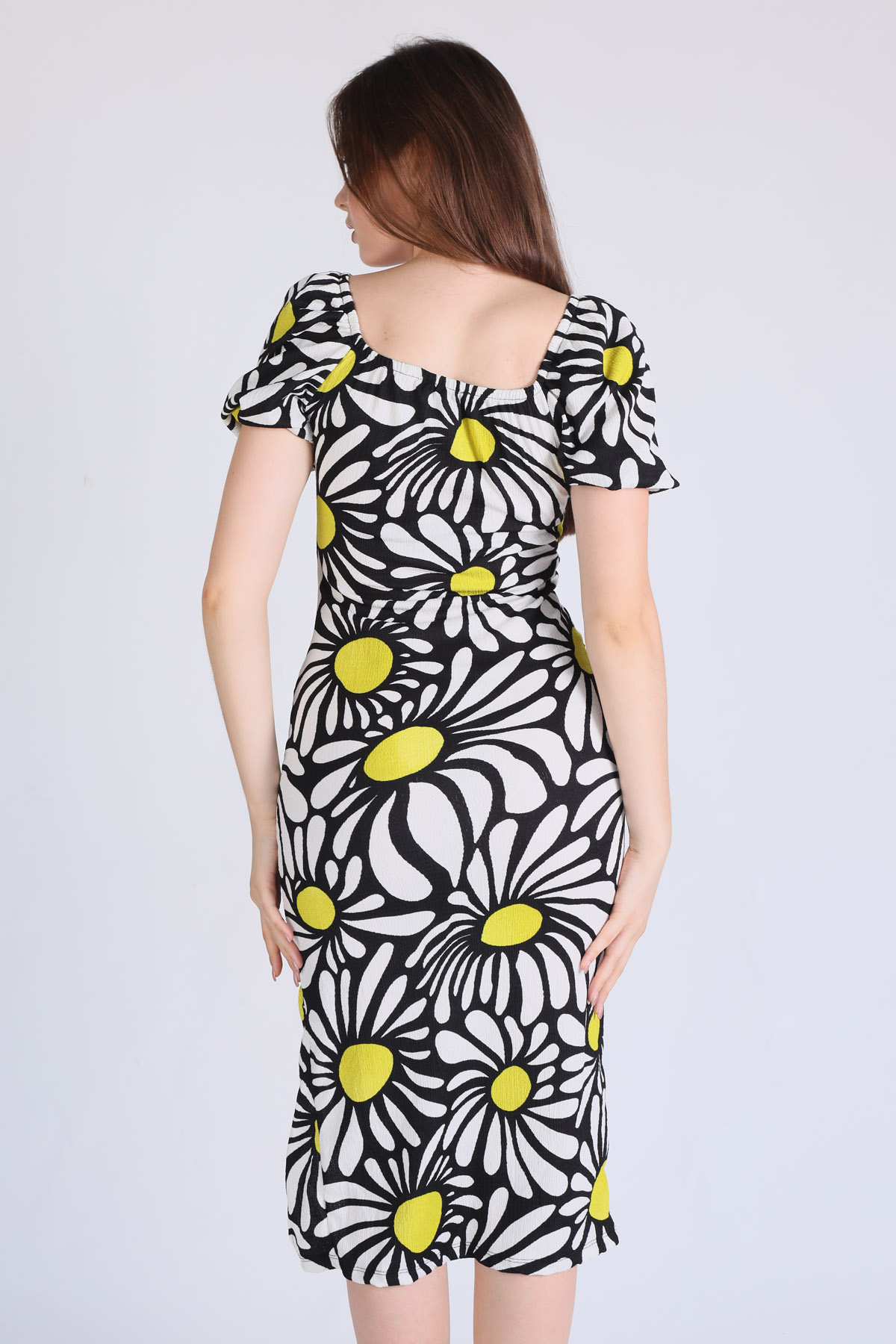 Siyah Papatya Desen Elbise 10769 - 4