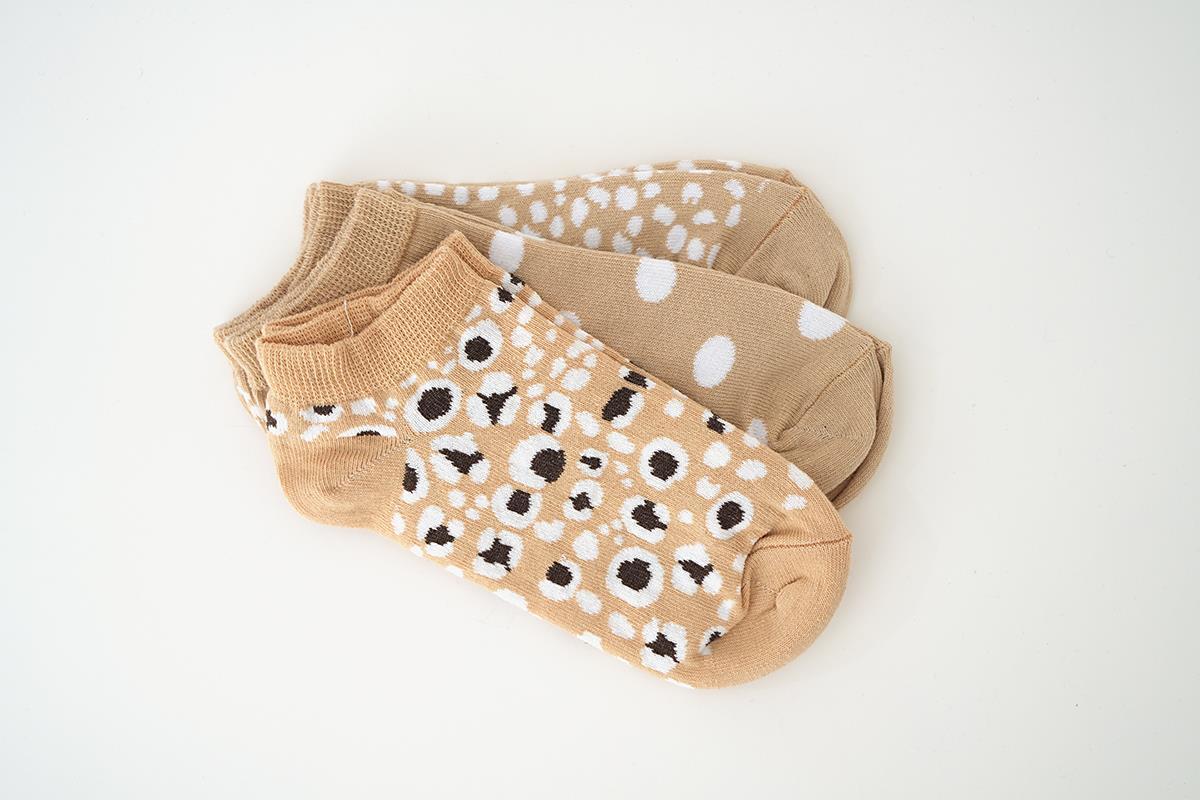 1077 Desenli 3'lü Çorap Renkli 