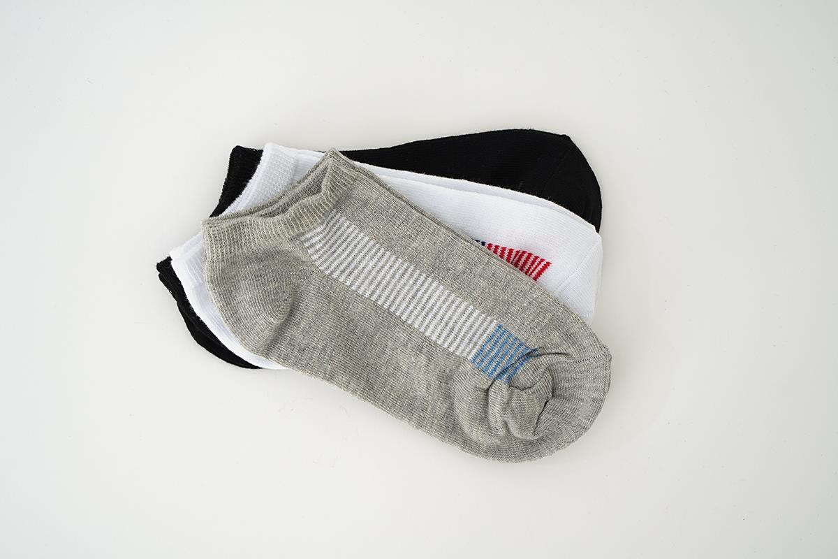 1078 Çizgi Desen 3'lü Patik Çorap Renkli 