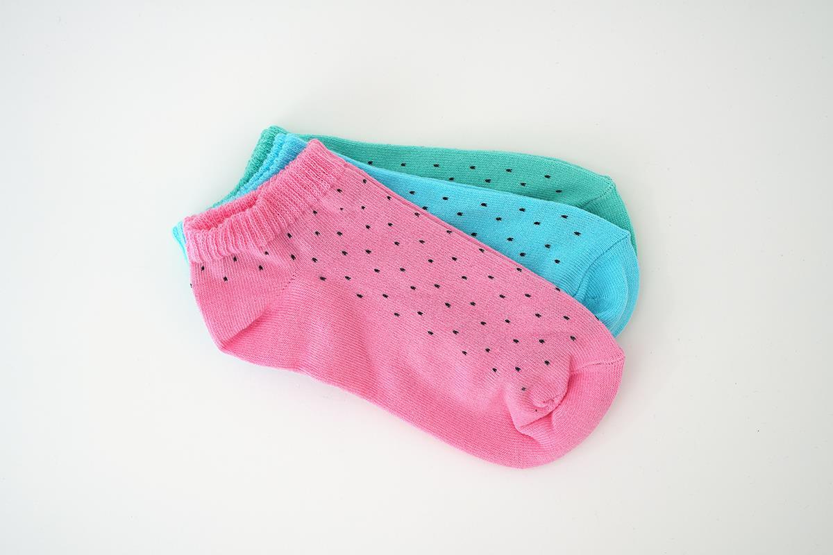 Renkli Nokta Desen 3'lü Patik Çorap 1080 