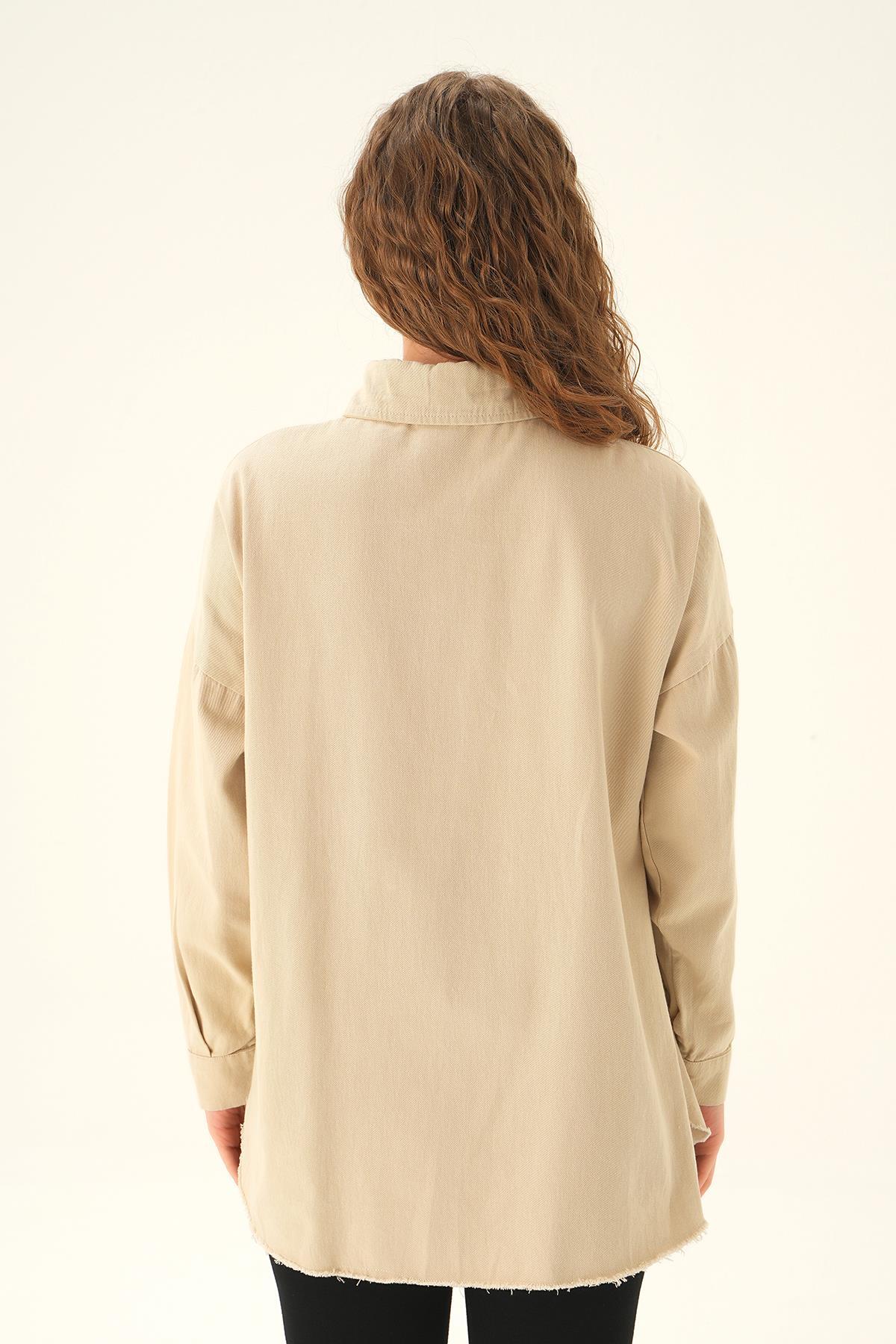 Bej Cep Kapak Detay Gömlek 10836 - 4