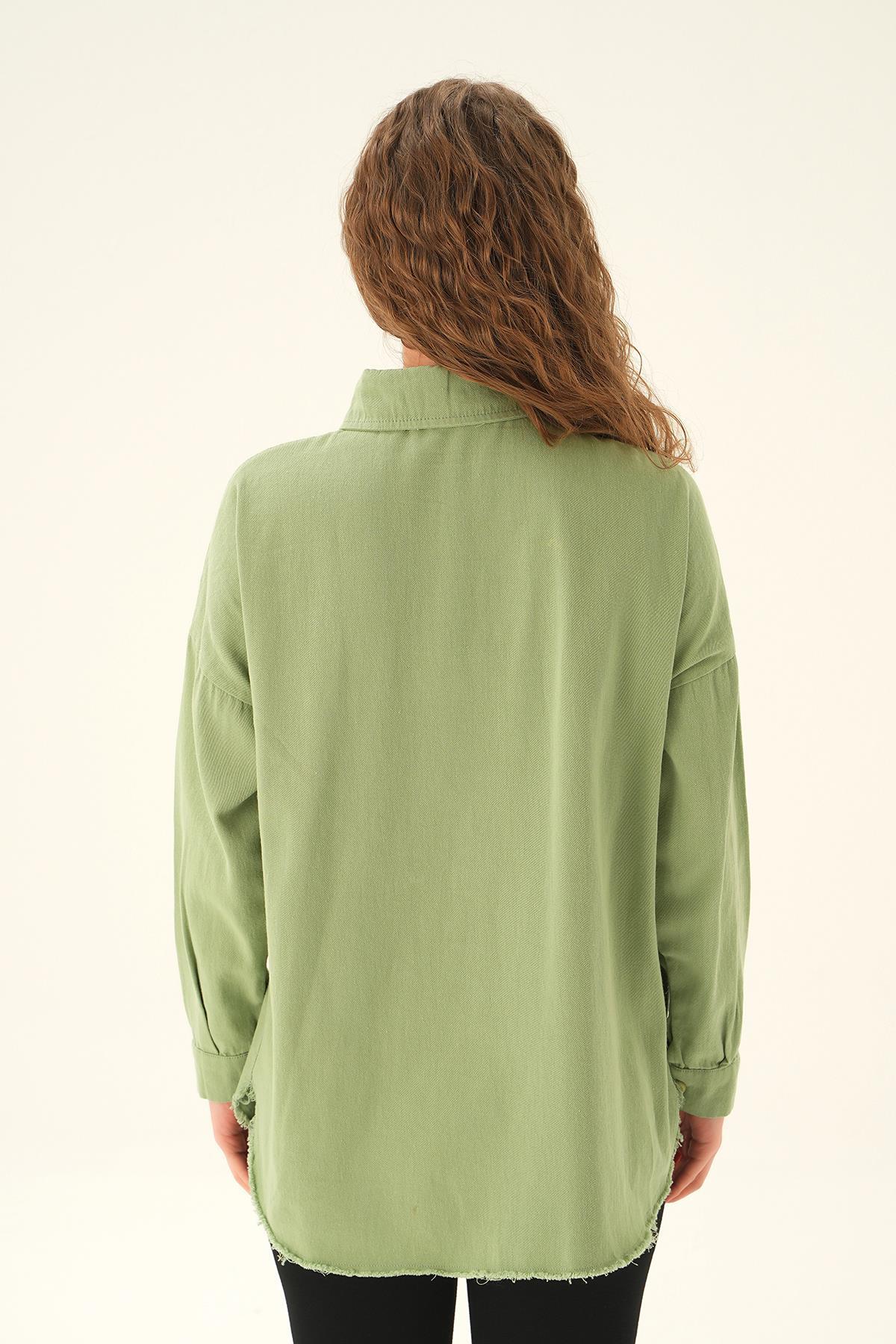 Çağla Cep Kapak Detay Gömlek 10836 - 4