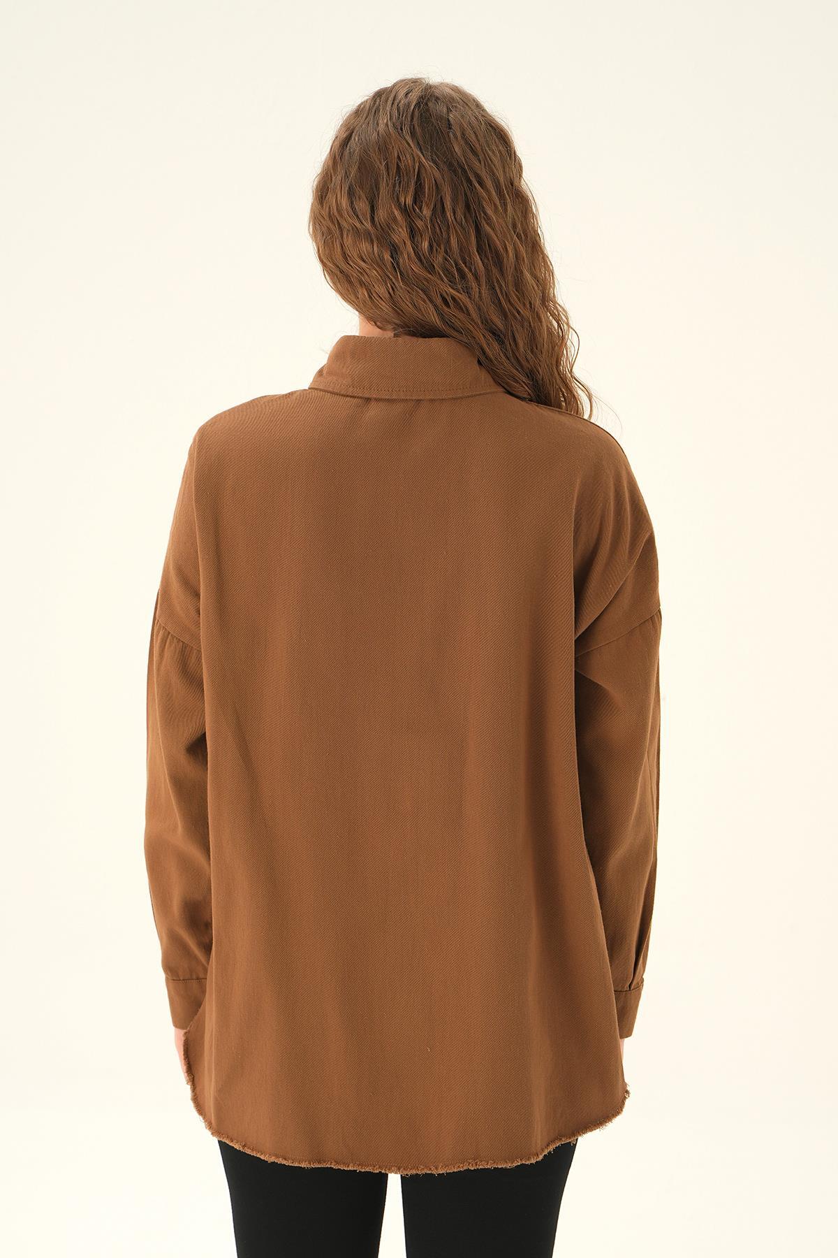 Kahve Cep Kapak Detay Gömlek 10836 - 4