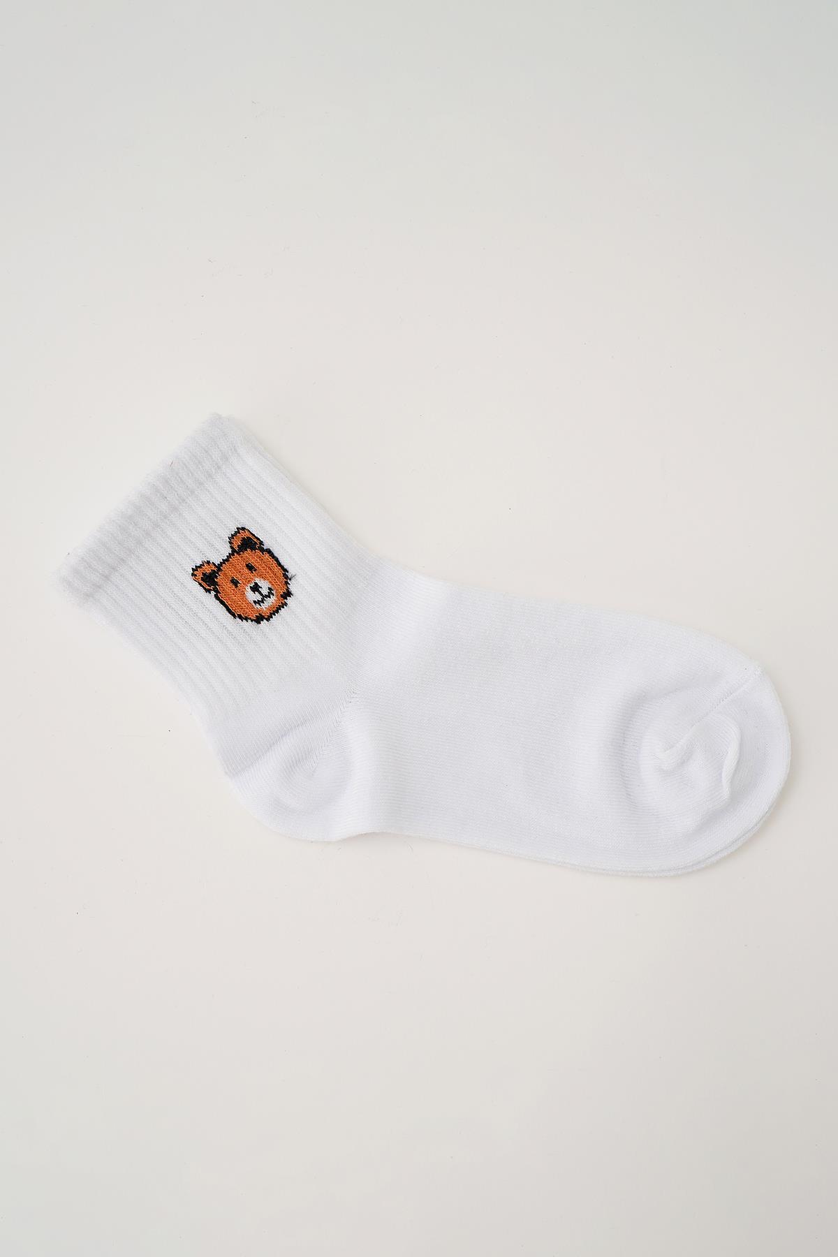 Renkli Ayıcık Desen 4'lü Soket Çorap 1084 - 5