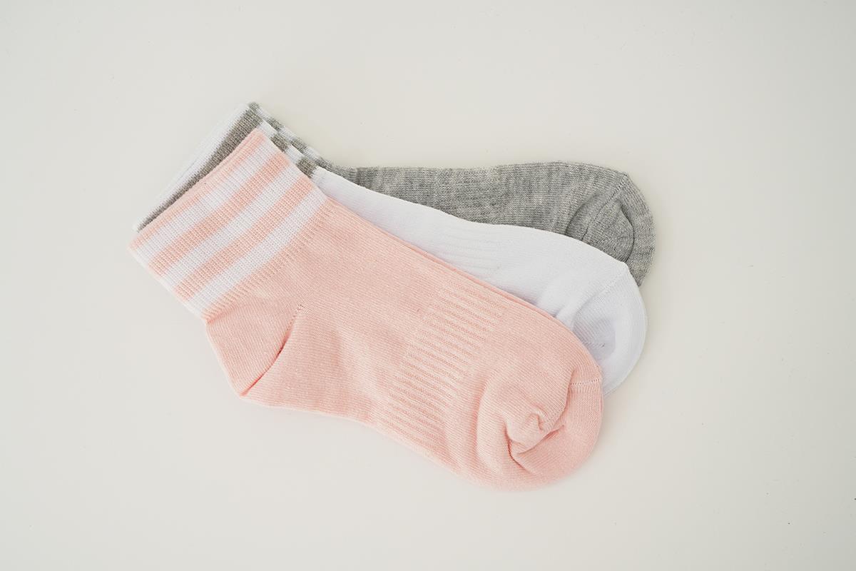 1086 Çizgili 3'lü Soket Çorap Renkli 