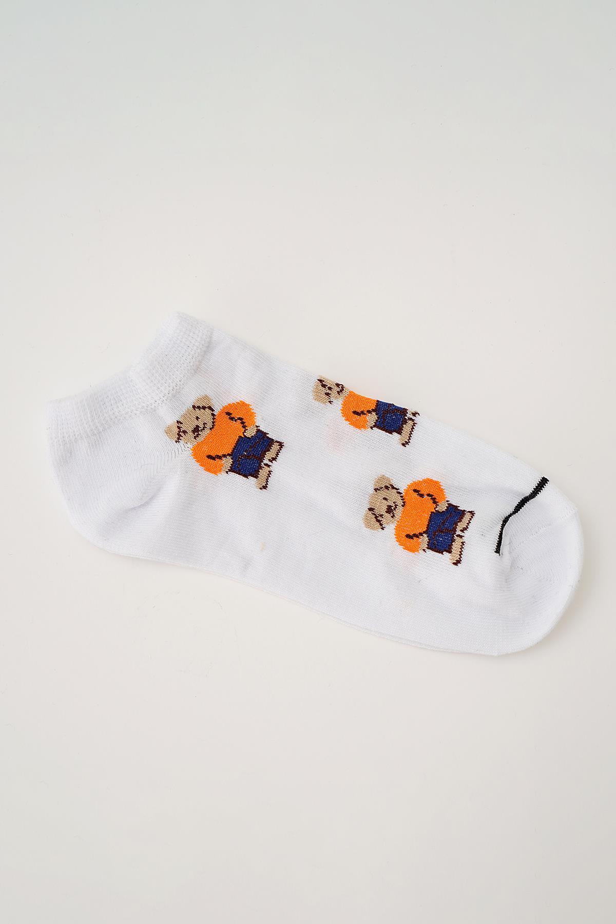 Renkli Ayıcık Desen 5'li Patik Çorap 1087 - 4