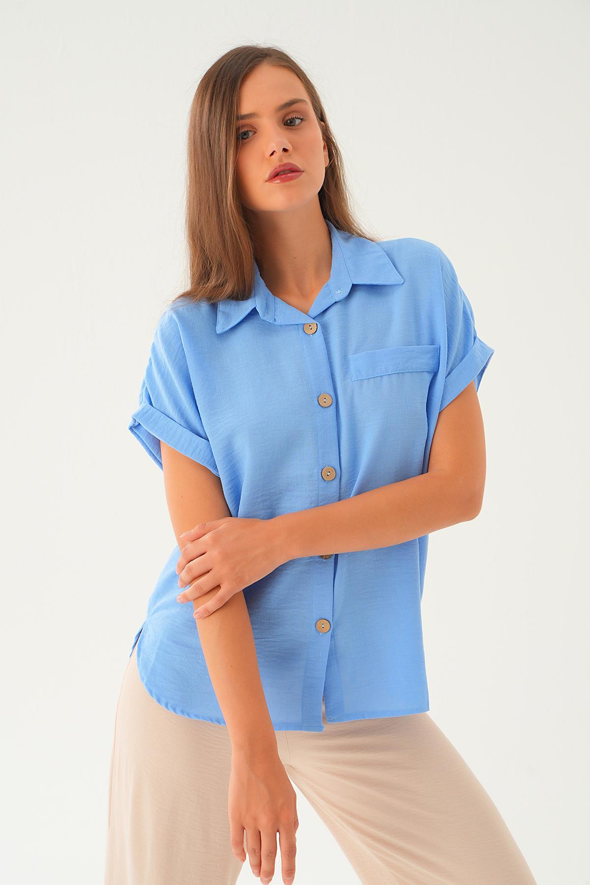 Bebe Mavi Cep Detay Bluz 108801-1 - 3