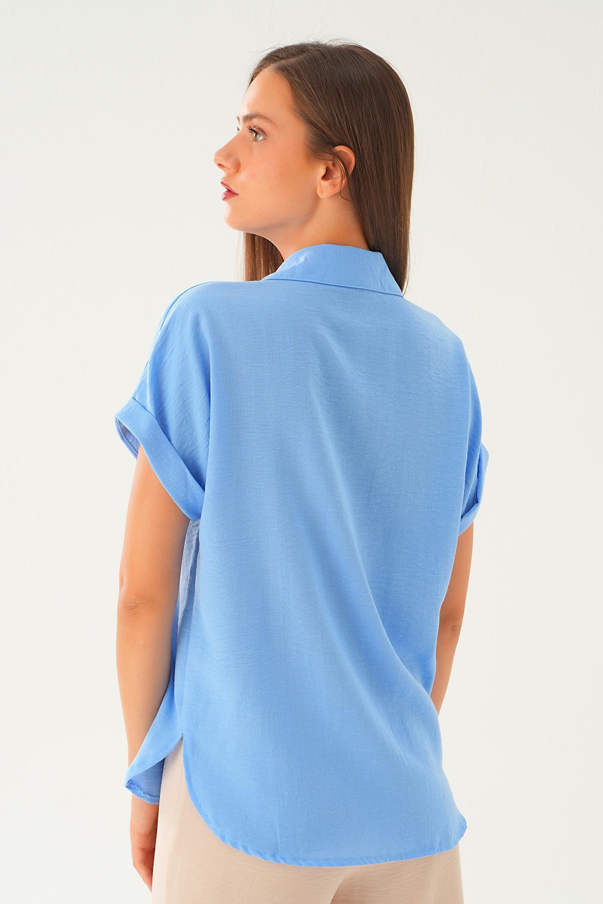 Bebe Mavi Cep Detay Bluz 108801-1 - 4