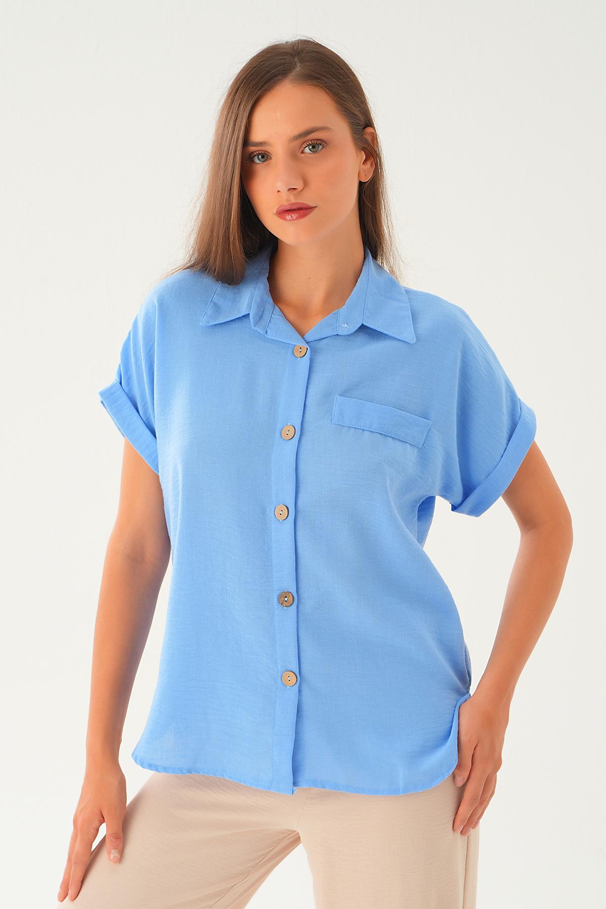 Bebe Mavi Cep Detay Bluz 108801-1 - 6