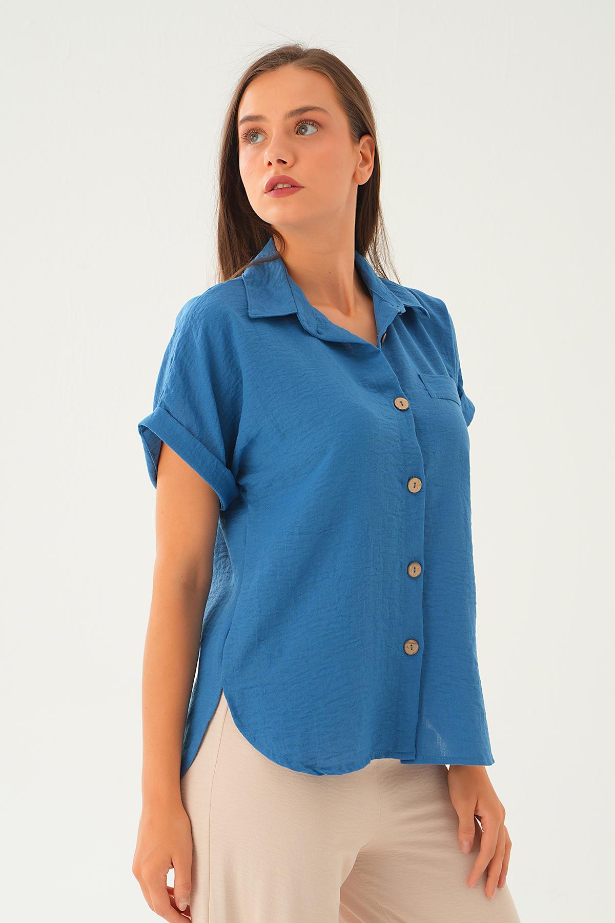 İndigo Cep Detay Bluz 108801-1 - 3