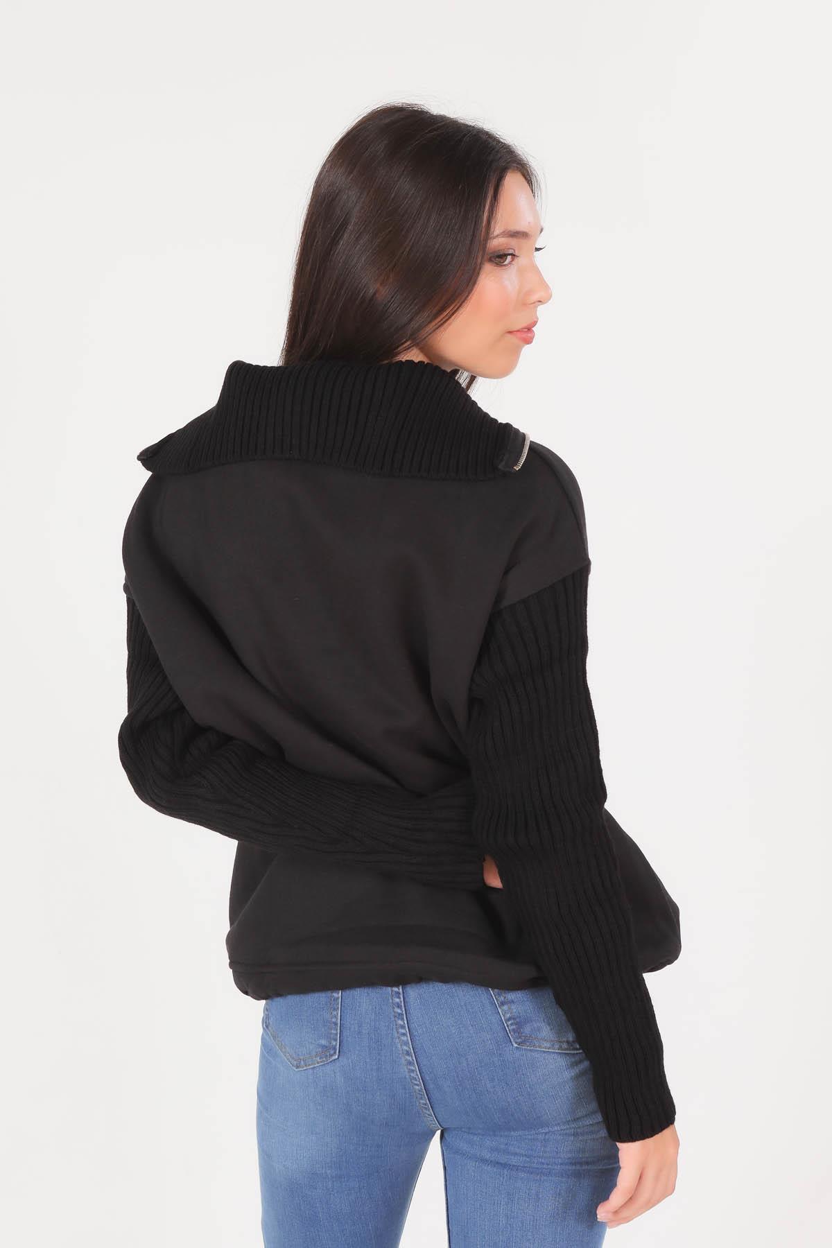 1089 Triko Detay Sweat Siyah - 3