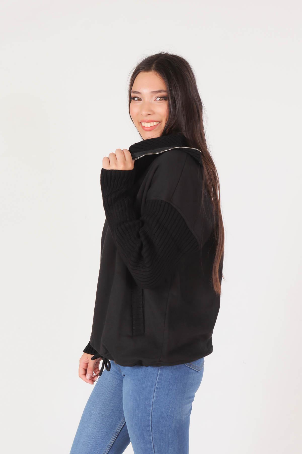 Siyah Triko Detay Sweat 1089 - 2
