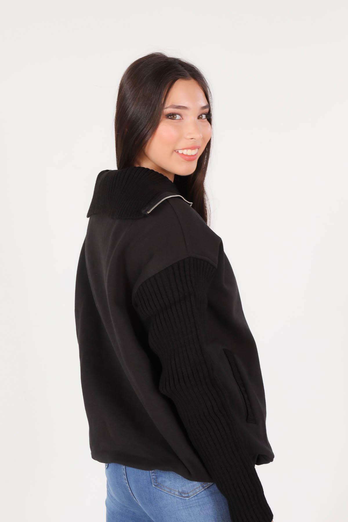 Siyah Triko Detay Sweat 1089 - 4