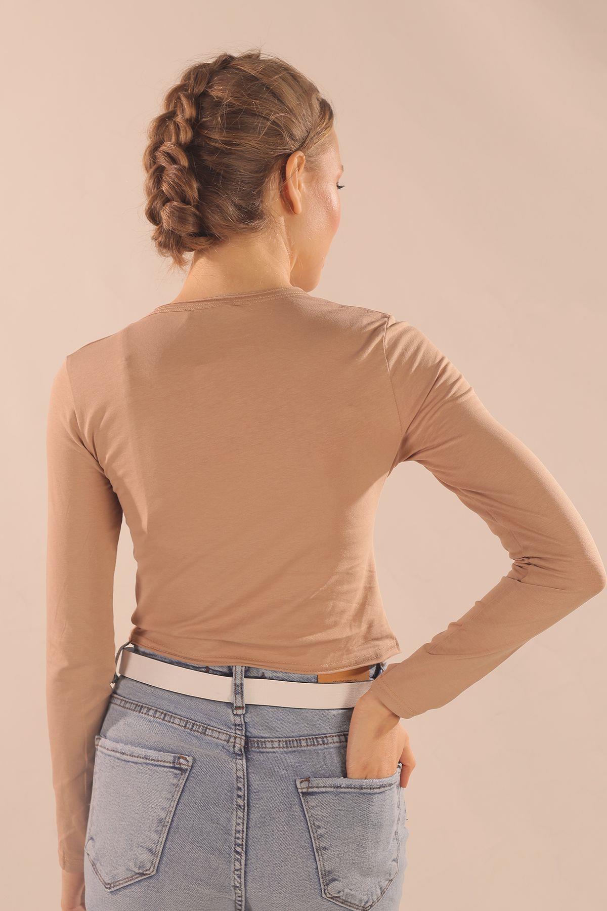 Vizon Ön Baskı Yırtık Detay Bluz 109 - 5