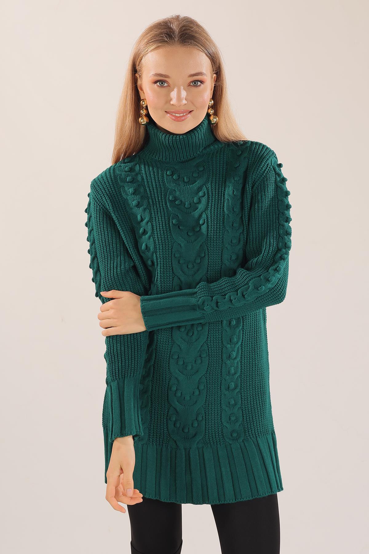 Nefti Örgü Detay Boğazlı Kazak 11002 - 1