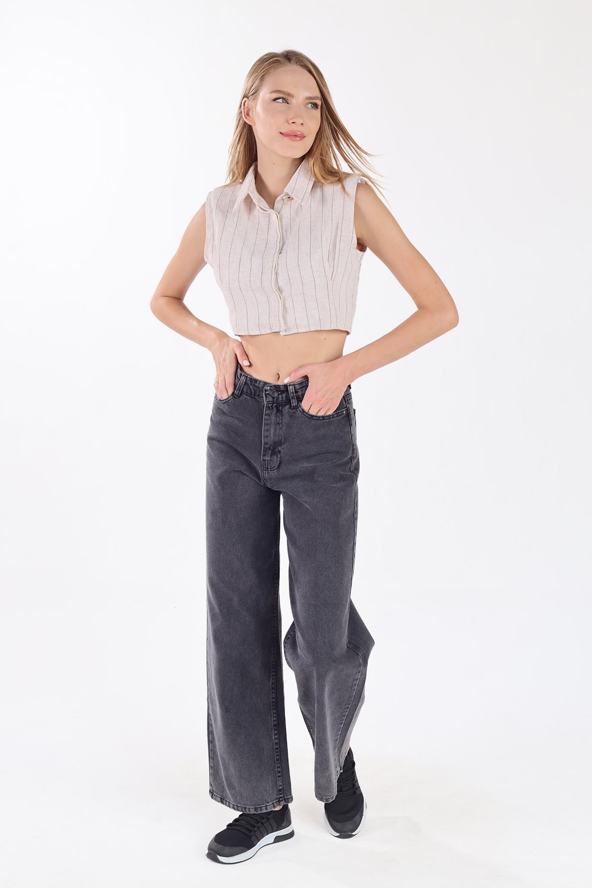 Füme Bol Paça Kot Pantolon 11107 - 7