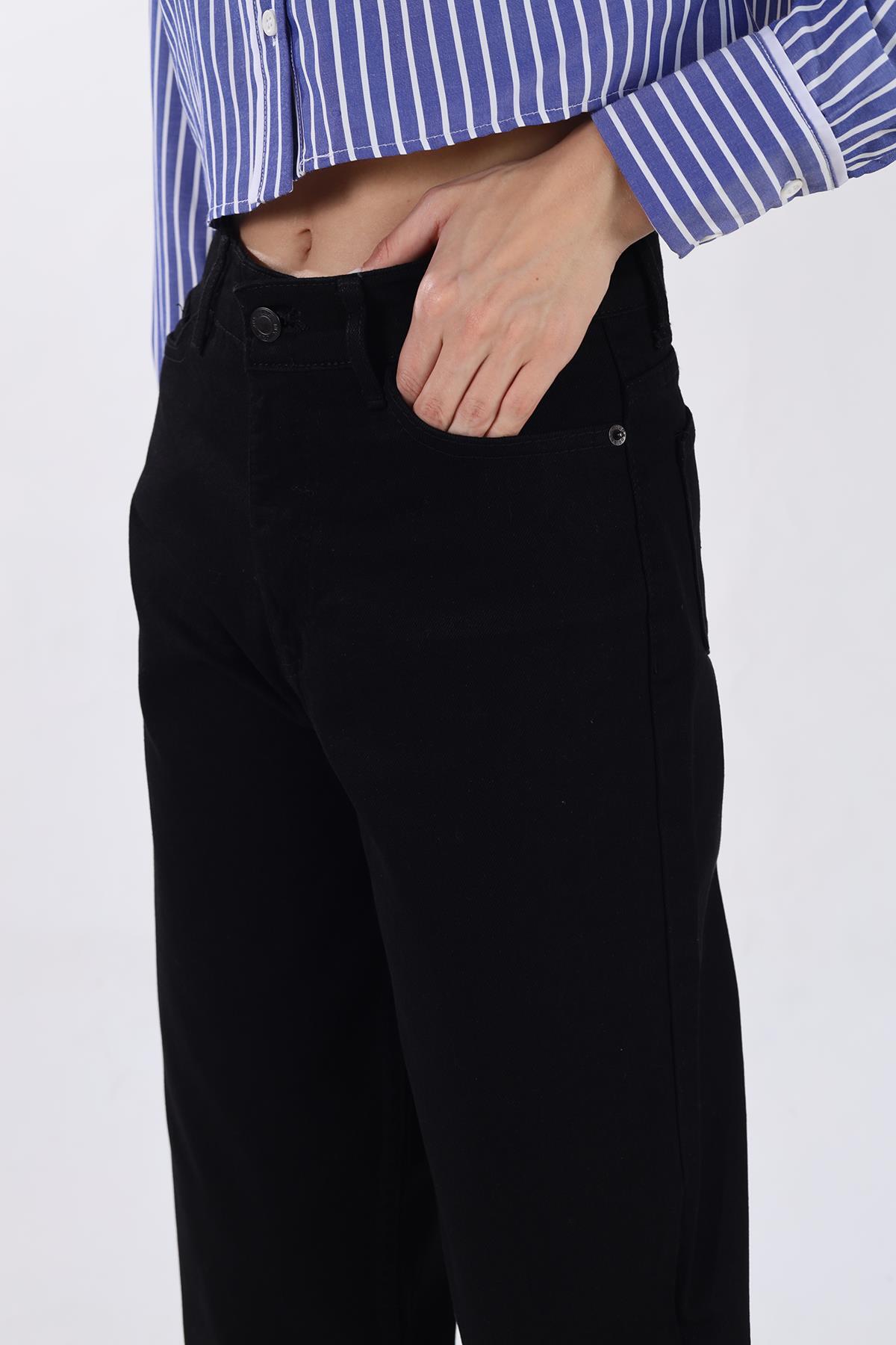 Siyah Bol Paça Kot Pantolon 11107 - 4