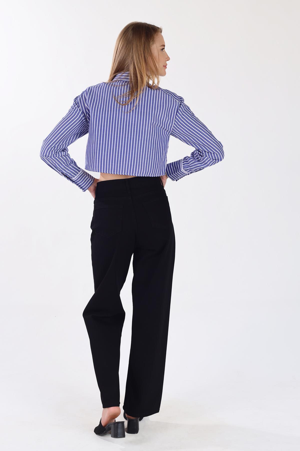 Siyah Bol Paça Kot Pantolon 11107 - 5