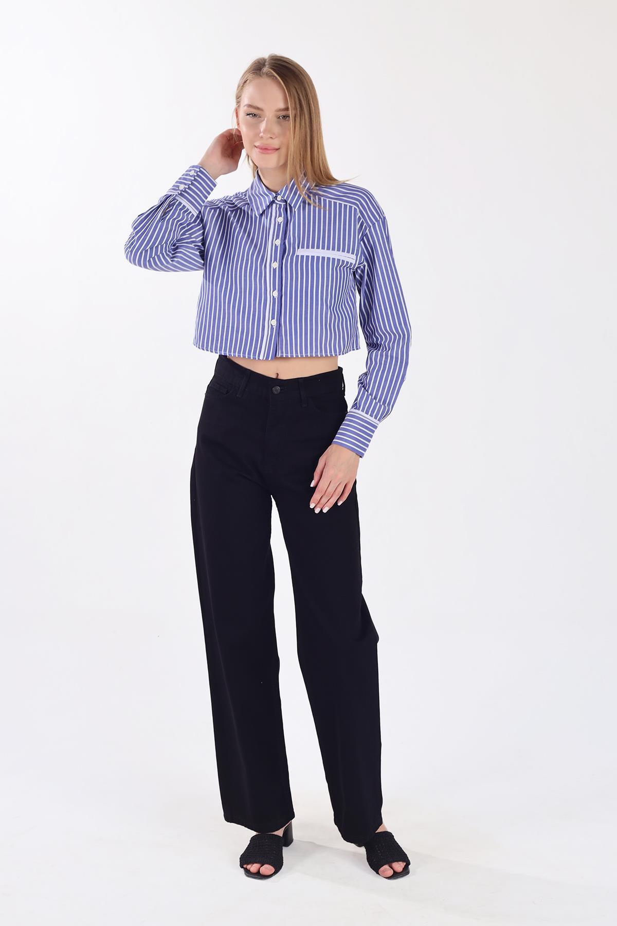 Siyah Bol Paça Kot Pantolon 11107 - 6