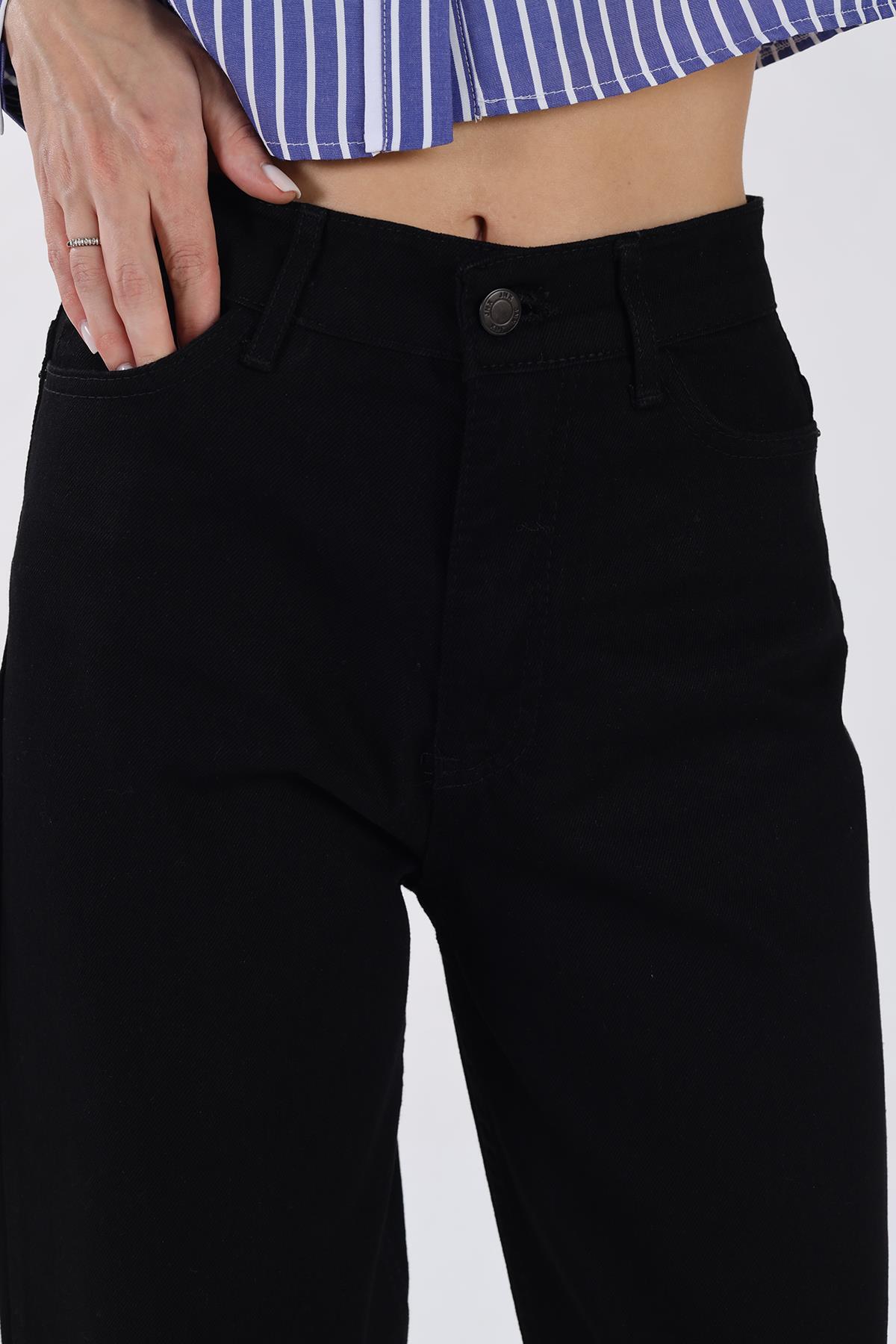 Siyah Bol Paça Kot Pantolon 11107 - 8