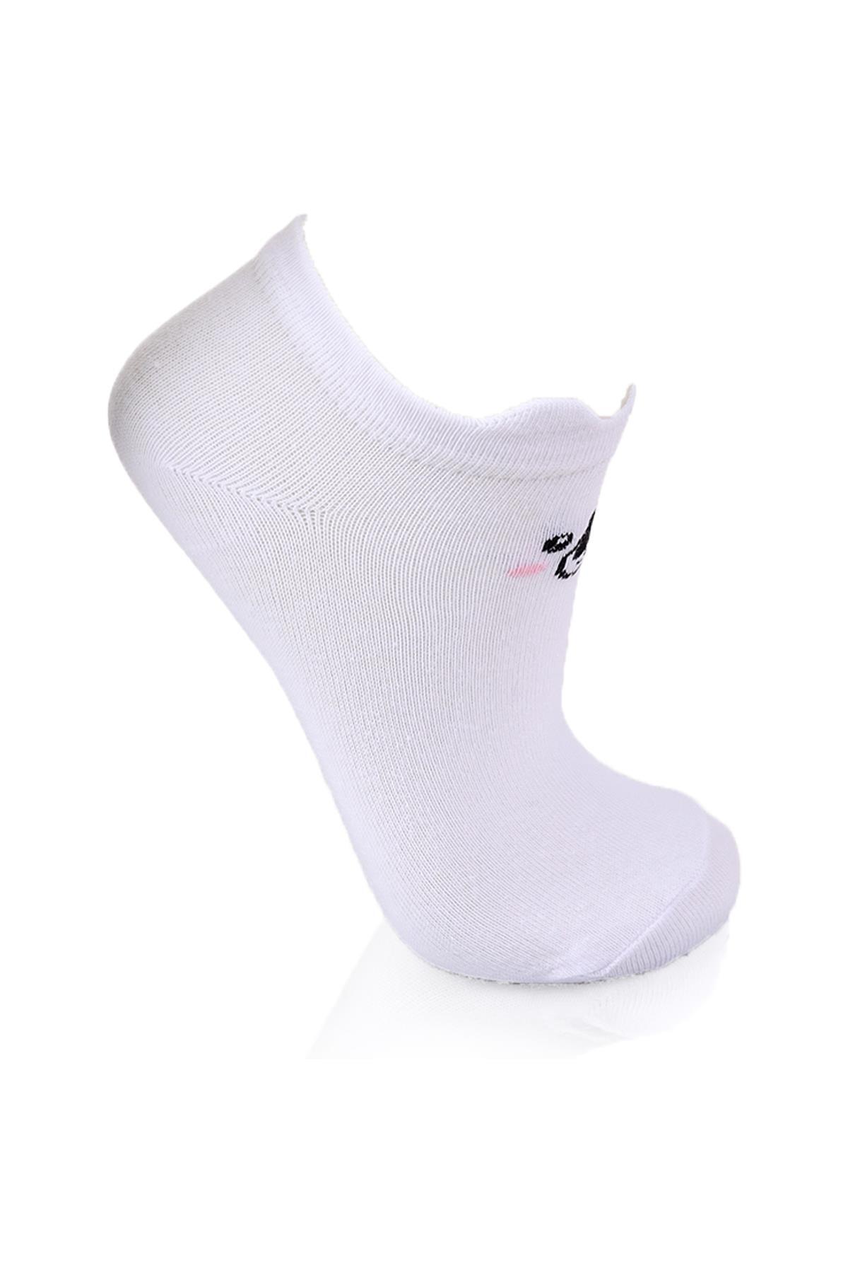 Beyaz-Gri-Mavi Üç Boyutlu 3'lü Patik Çorap 1101 - 4