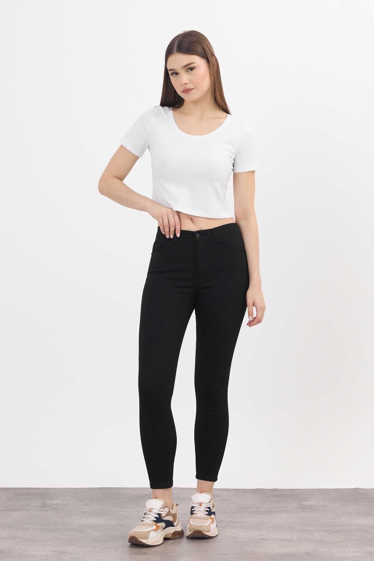 Siyah Dar Paça Skinny Pantolon 11013-1 - RAYS