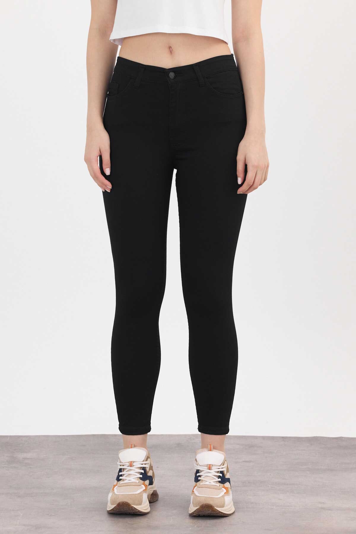 Siyah Dar Paça Skinny Pantolon 11013-1 - 3