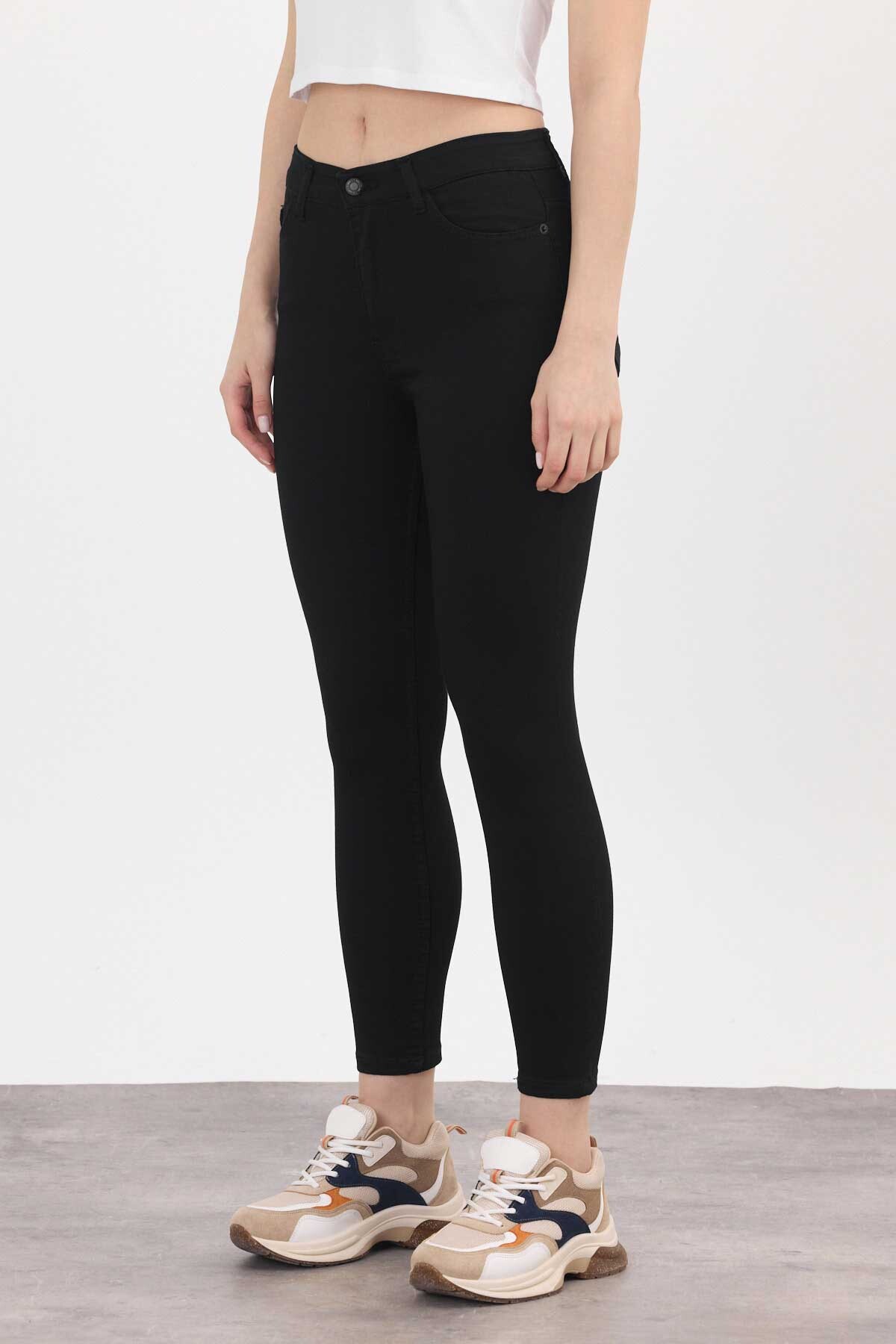 Siyah Dar Paça Skinny Pantolon 11013-1 - 4