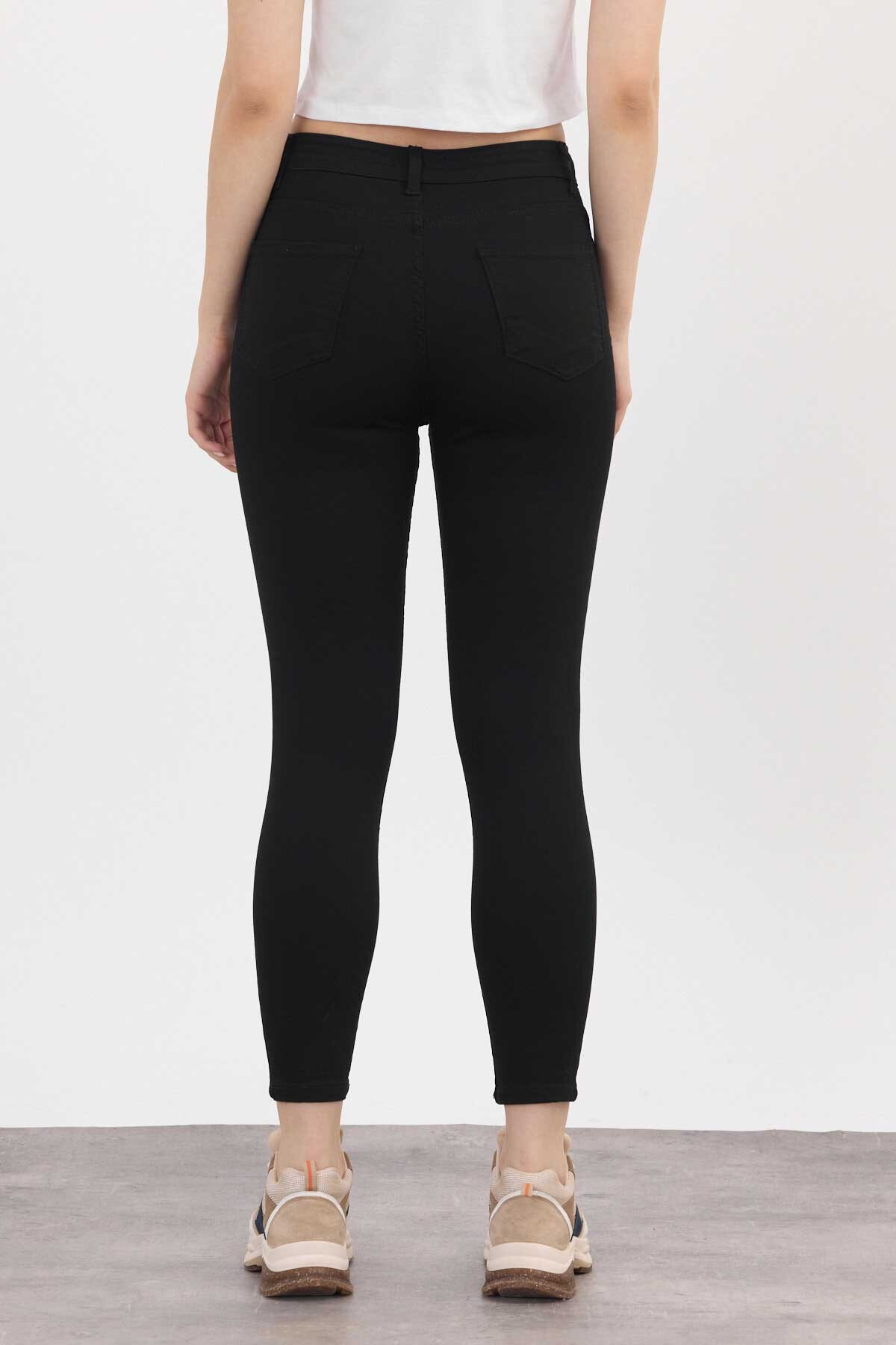 Siyah Dar Paça Skinny Pantolon 11013-1 - 6