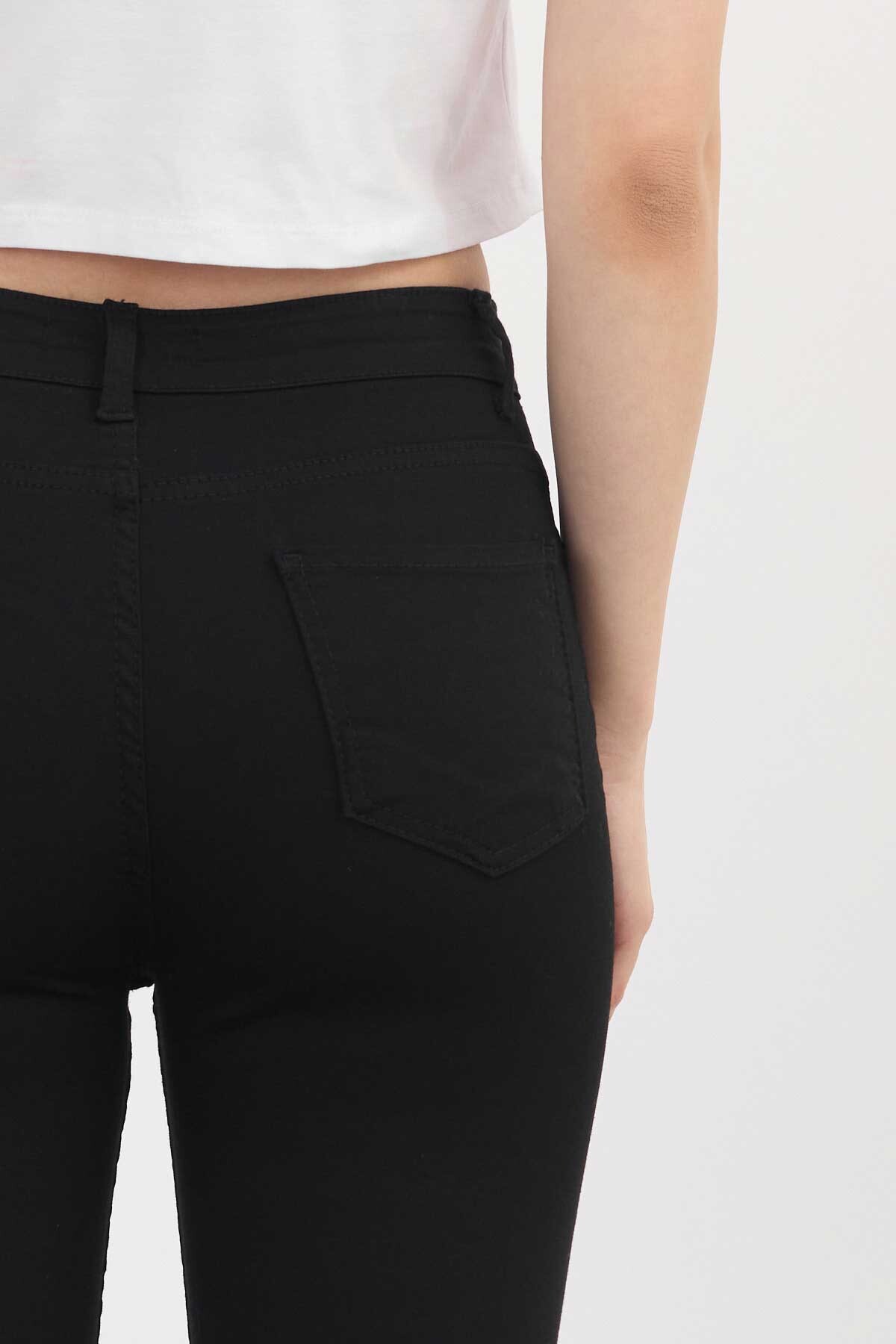 Siyah Dar Paça Skinny Pantolon 11013-1 - 7