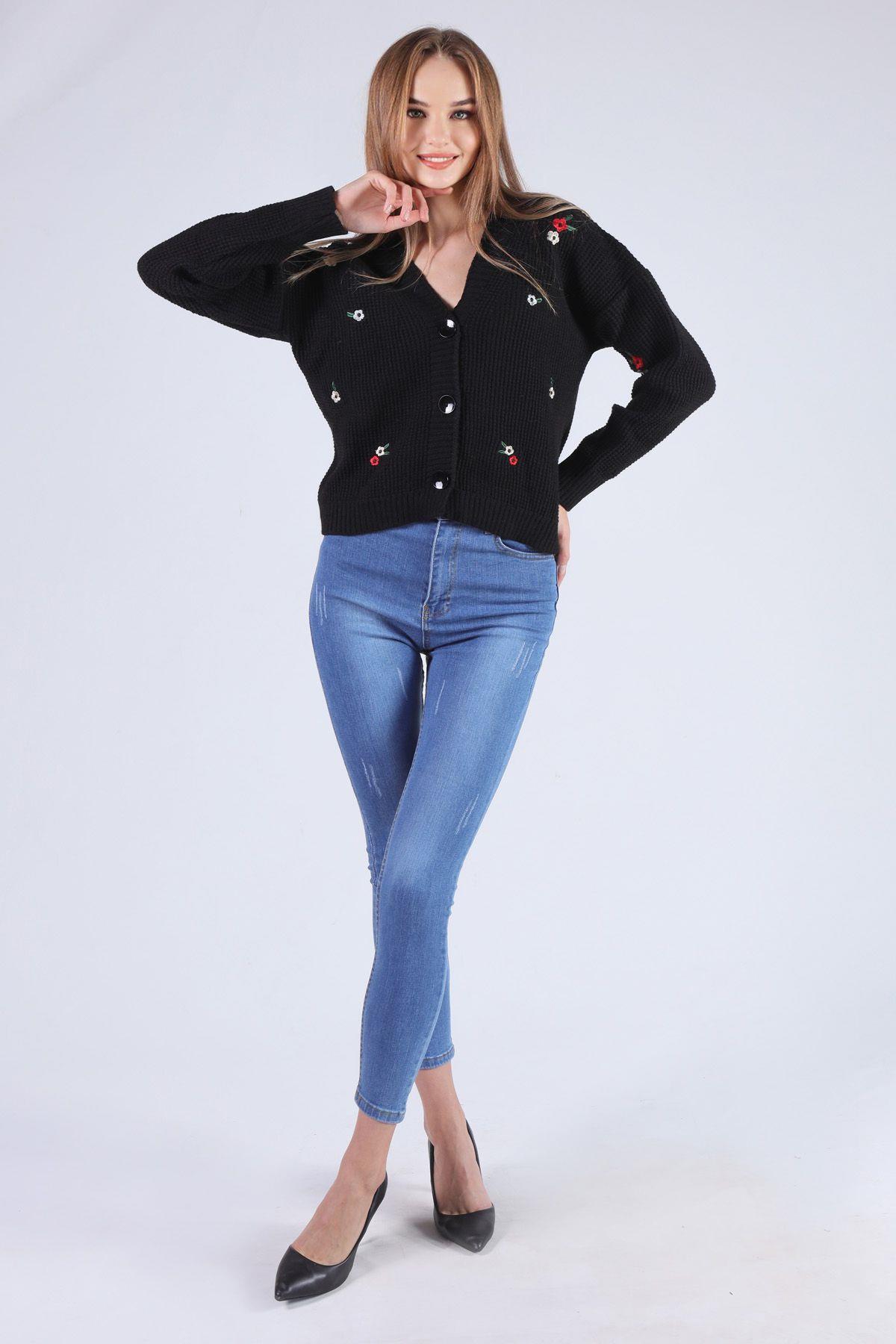 11016 Tırnaklı Dar Paça Pantolon Mavi 