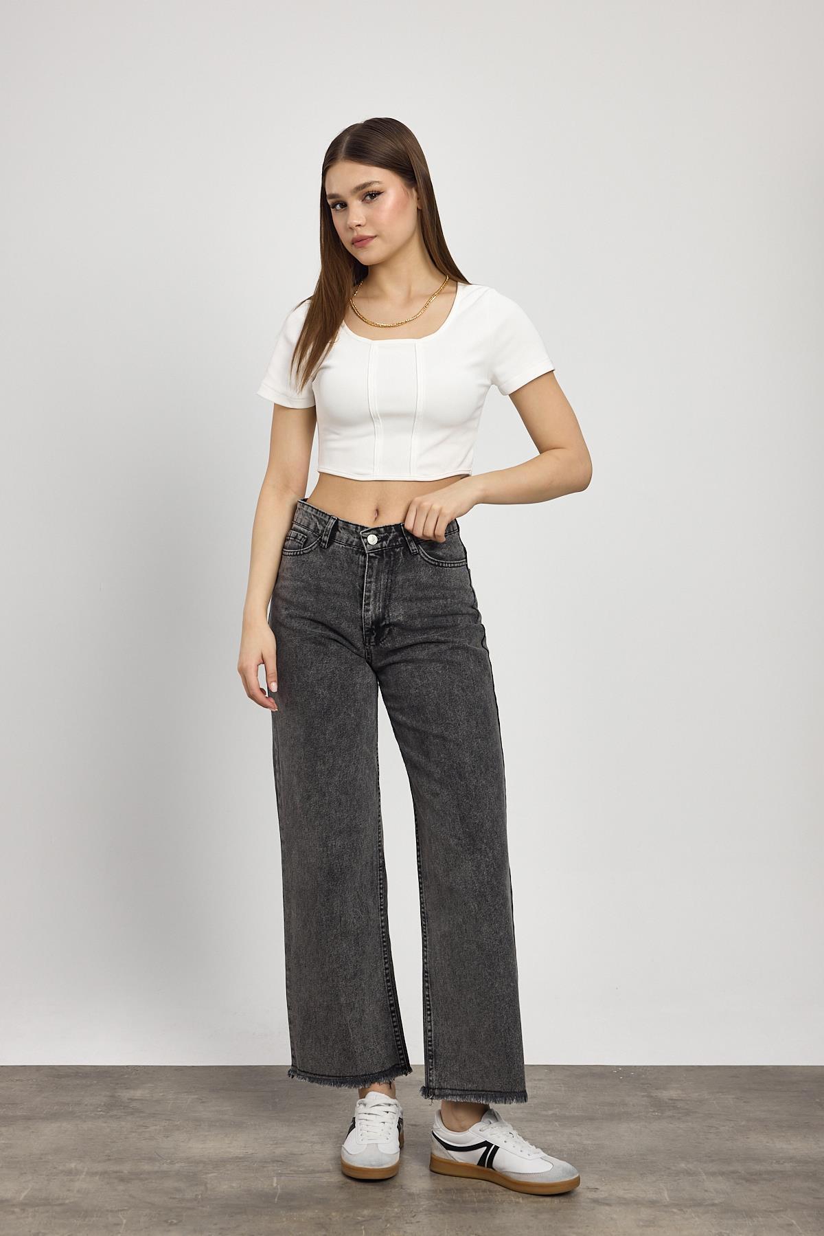 Füme Paça Püskül Detay Jean 11020 - 1