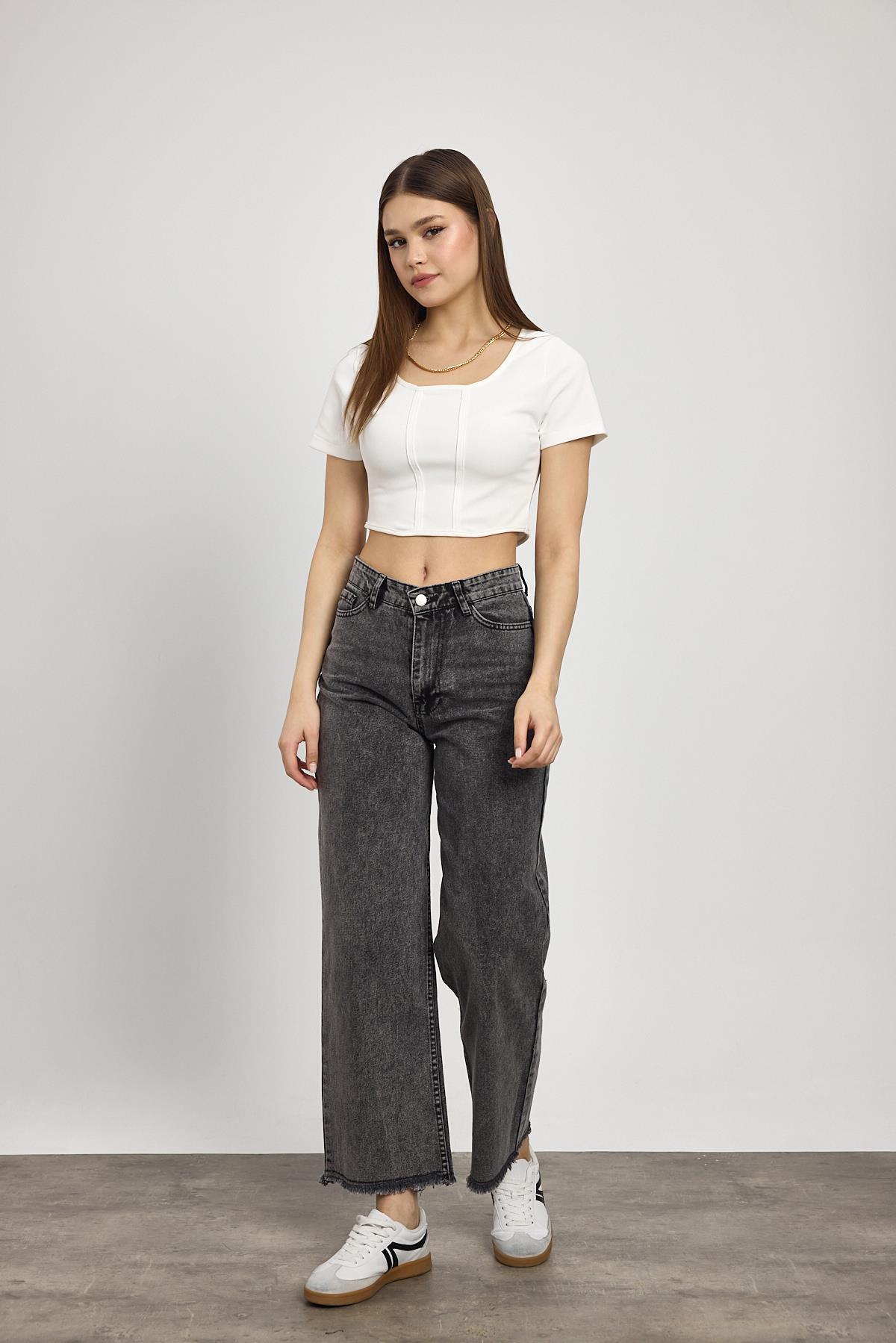 Füme Paça Püskül Detay Jean 11020 - 8